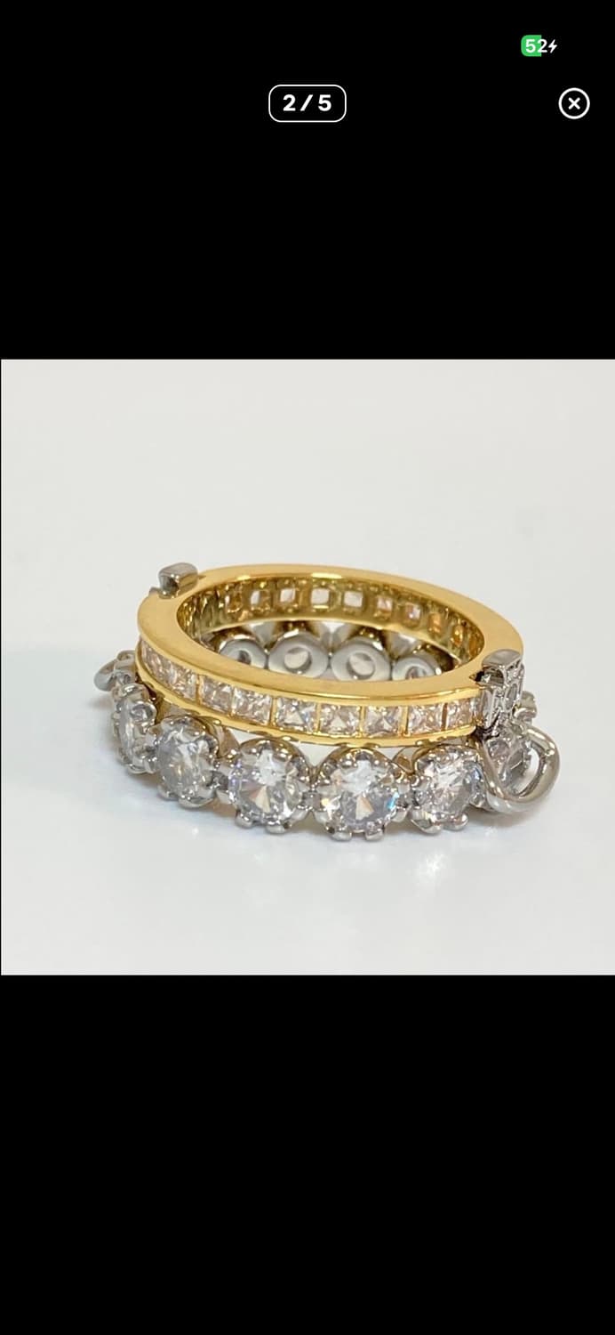 비비안웨스트우드 아카이브 큐빌크리스탈 골드실버 2단링 반지 상품이미지2