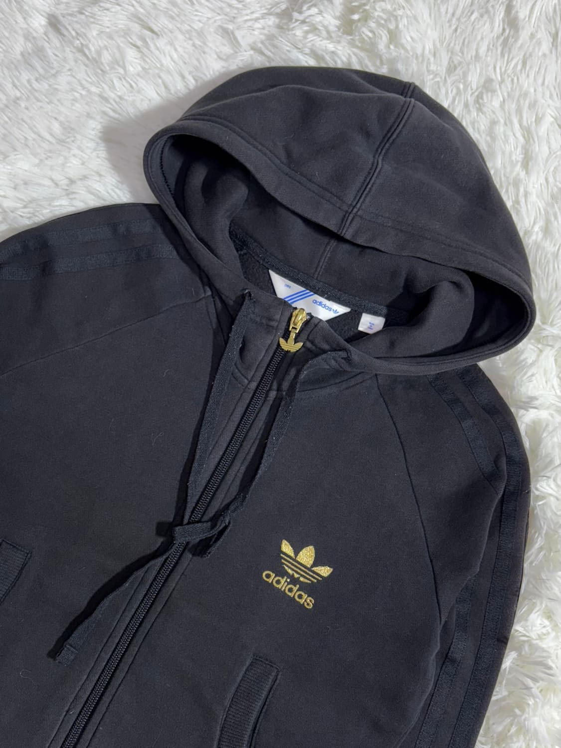 아디다스 블랙 빅로거 딱붙핏 후드집업  상품이미지6