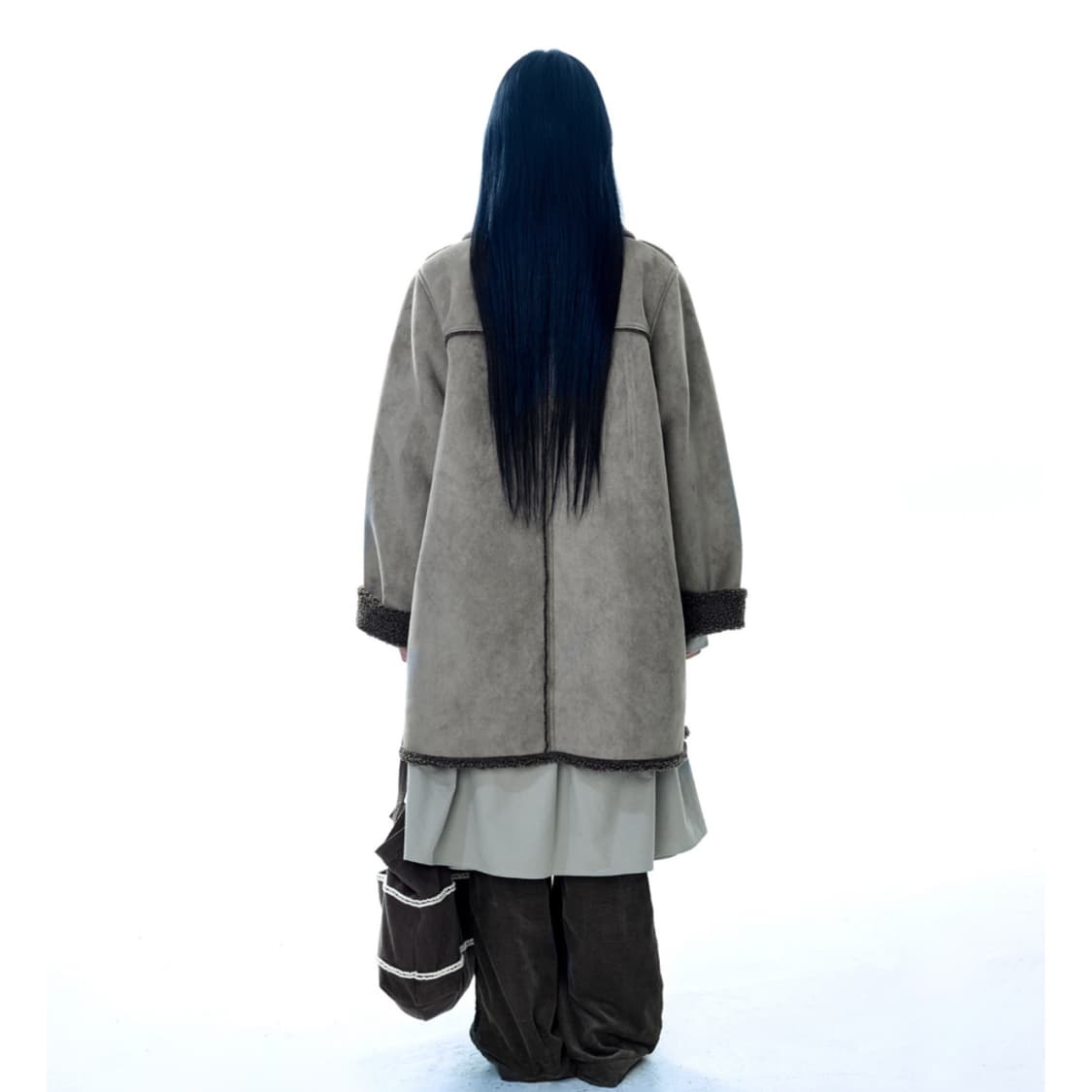 [2] 코이세이오 라운드 카라 스웨이드 자켓 브라운 무스탕 코트 상품이미지4