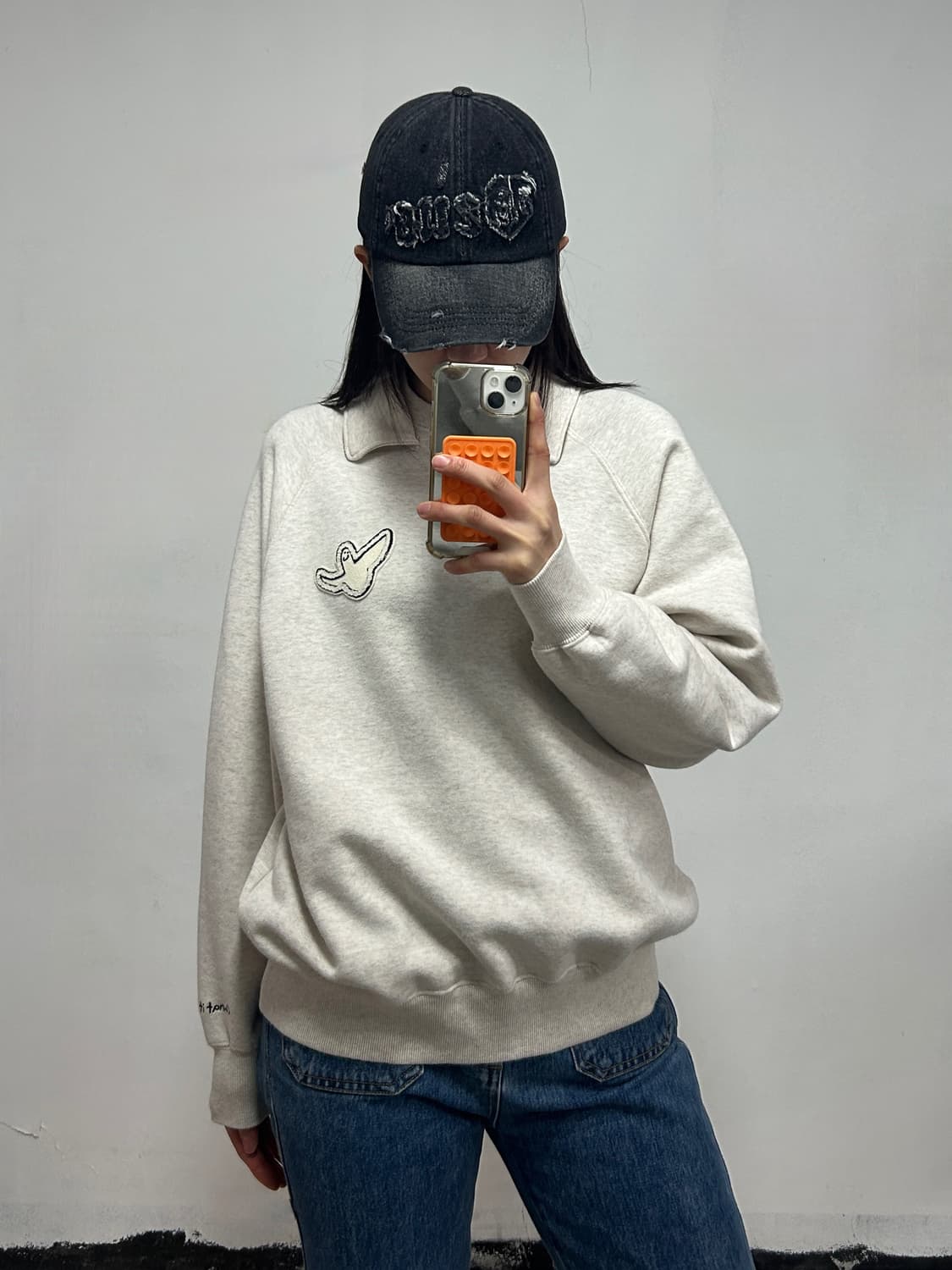 왓잇이즌 패치로고 카라 스웻셔츠 맨투맨 상품이미지1