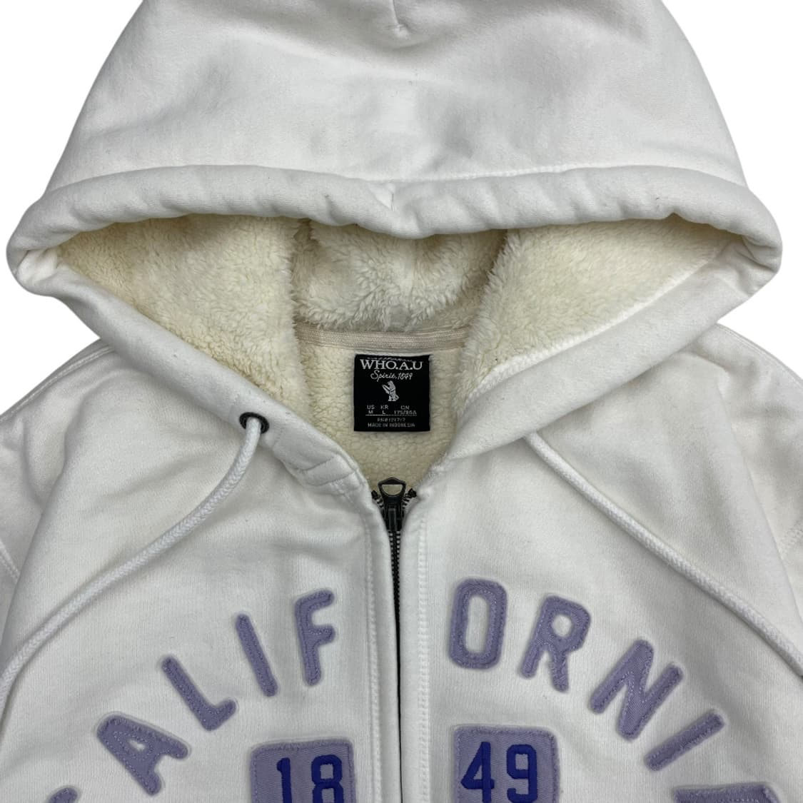 후아유 연보라 패치로고 화이트 후드집업 L 상품이미지5