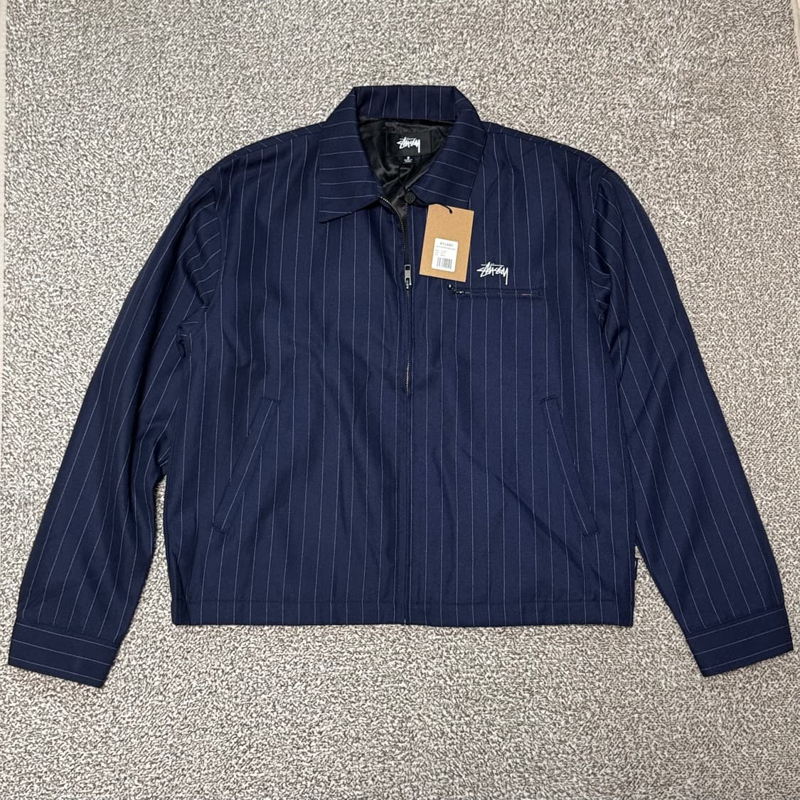 [S] 스투시 CDG 핀스트라이프 자켓 네이비 상품이미지1