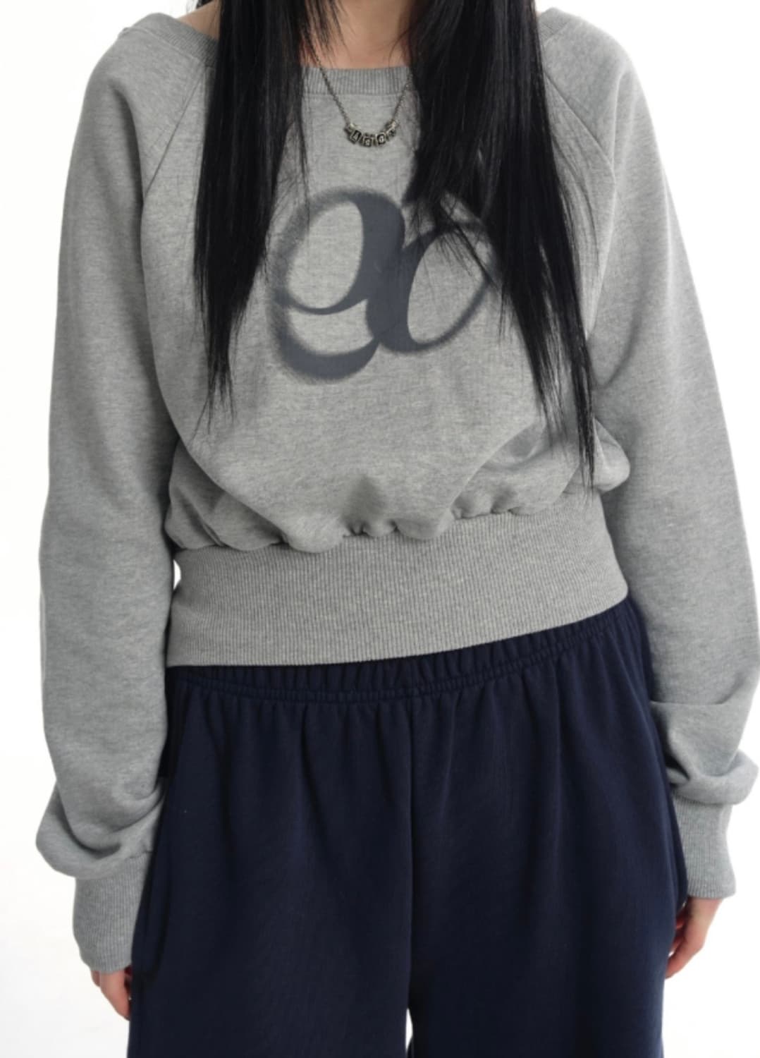 애즈온 맨디 스웻셔츠 원숄더 맨투맨 그레이 상품이미지5