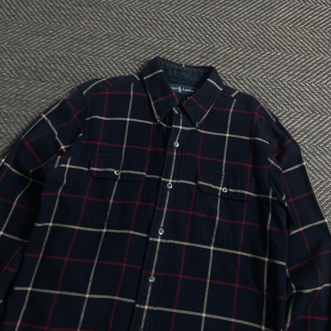 폴로 랄프로렌 체크 블럭 네이비 셔츠o 4638 상품이미지4