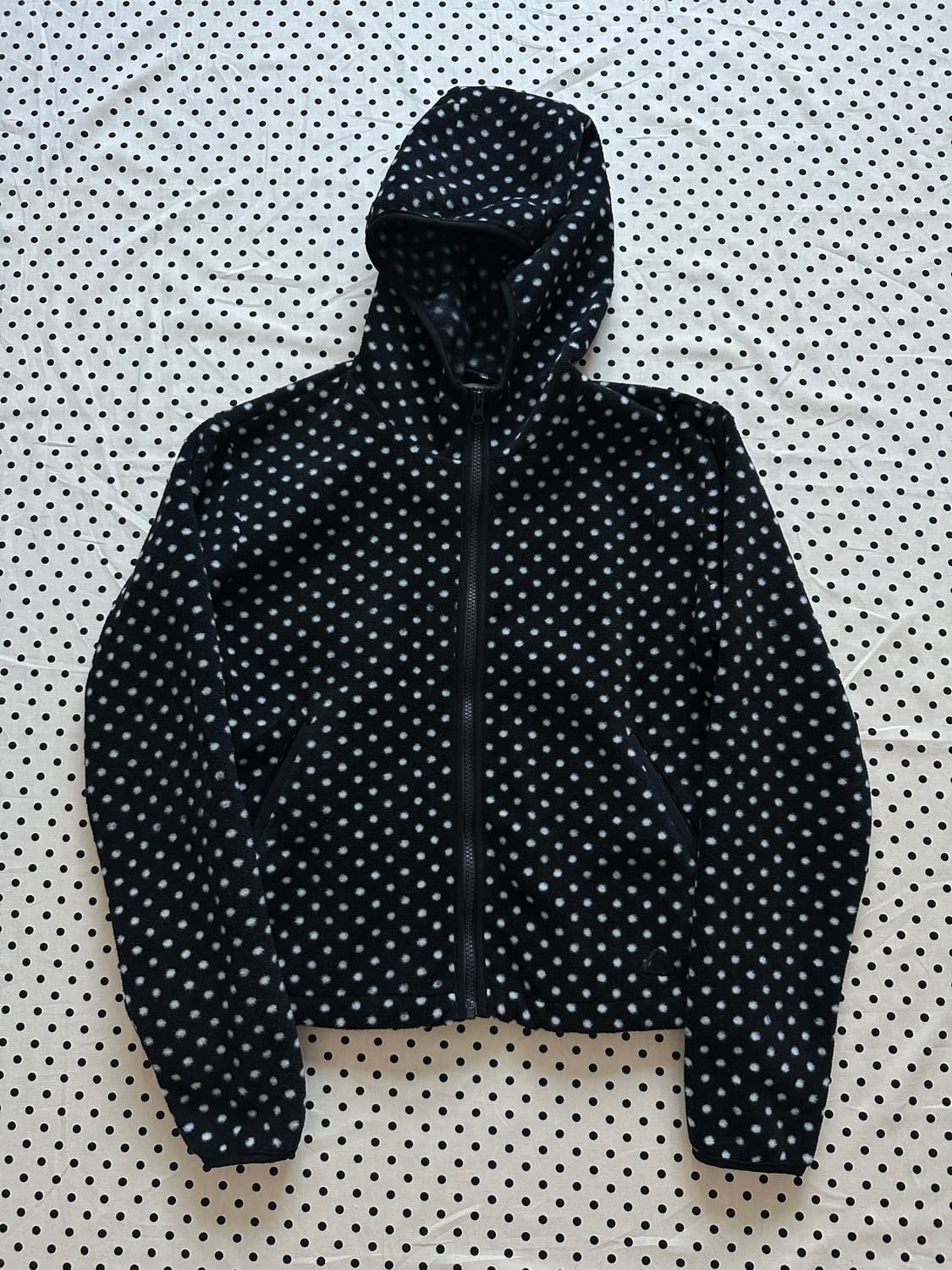 YUE 도트 플리스 후드집업 상품이미지1