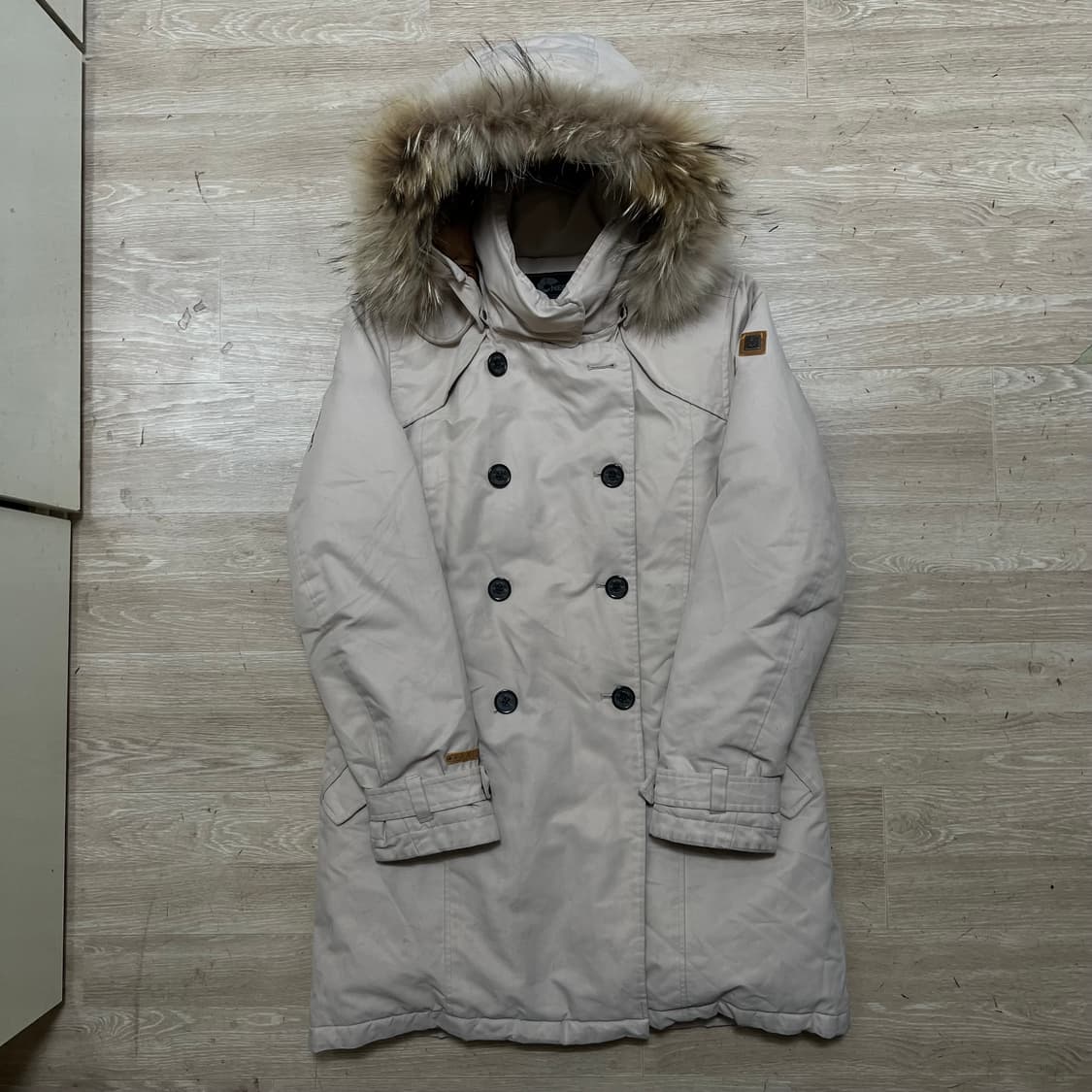 네파 여성 덕다운 더블 버튼 퍼후드 롱패딩 점퍼 [아이보리] L/100 상품이미지1