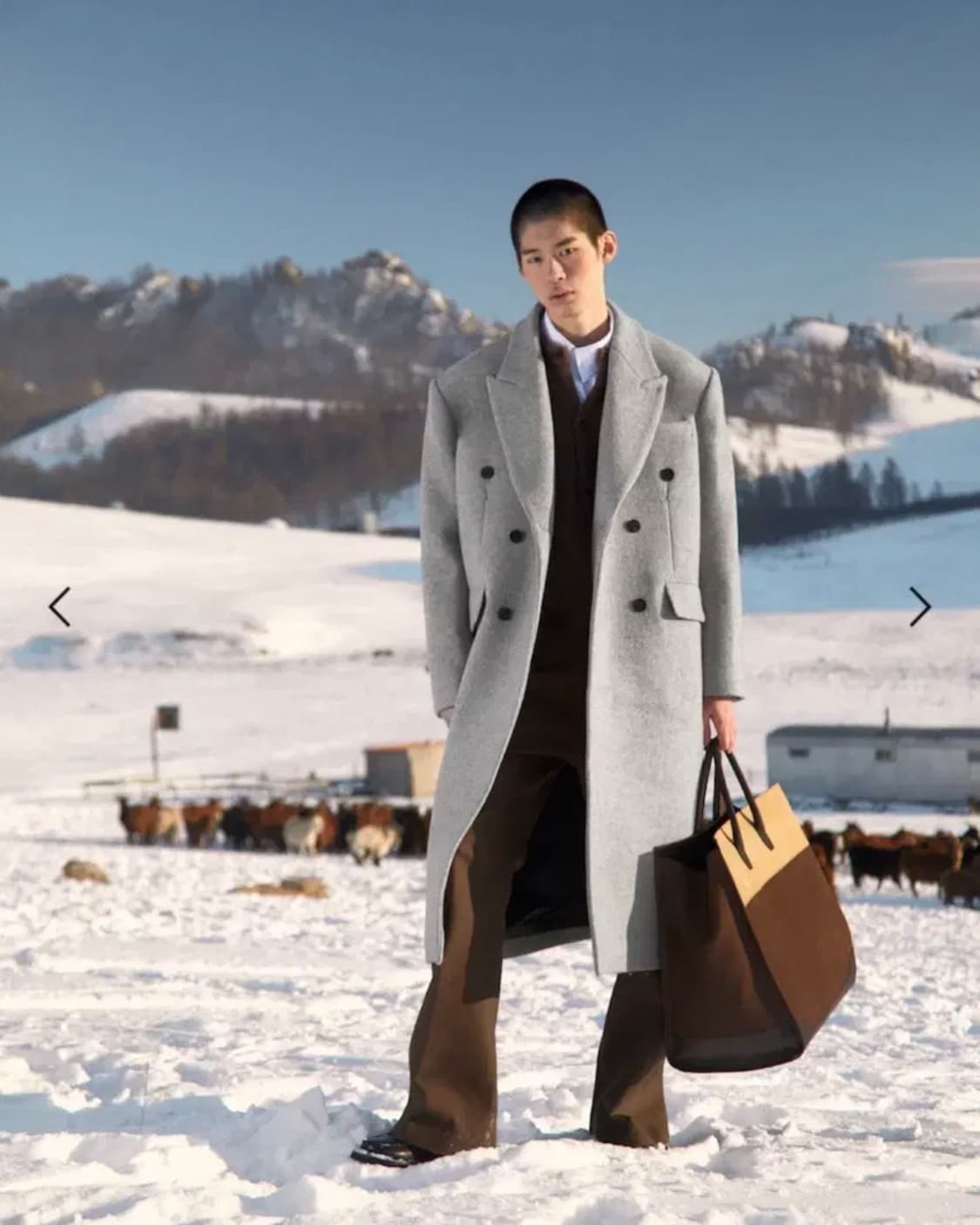 STU 다트 포켓 더블 코트 그레이 M사이즈 상품이미지1