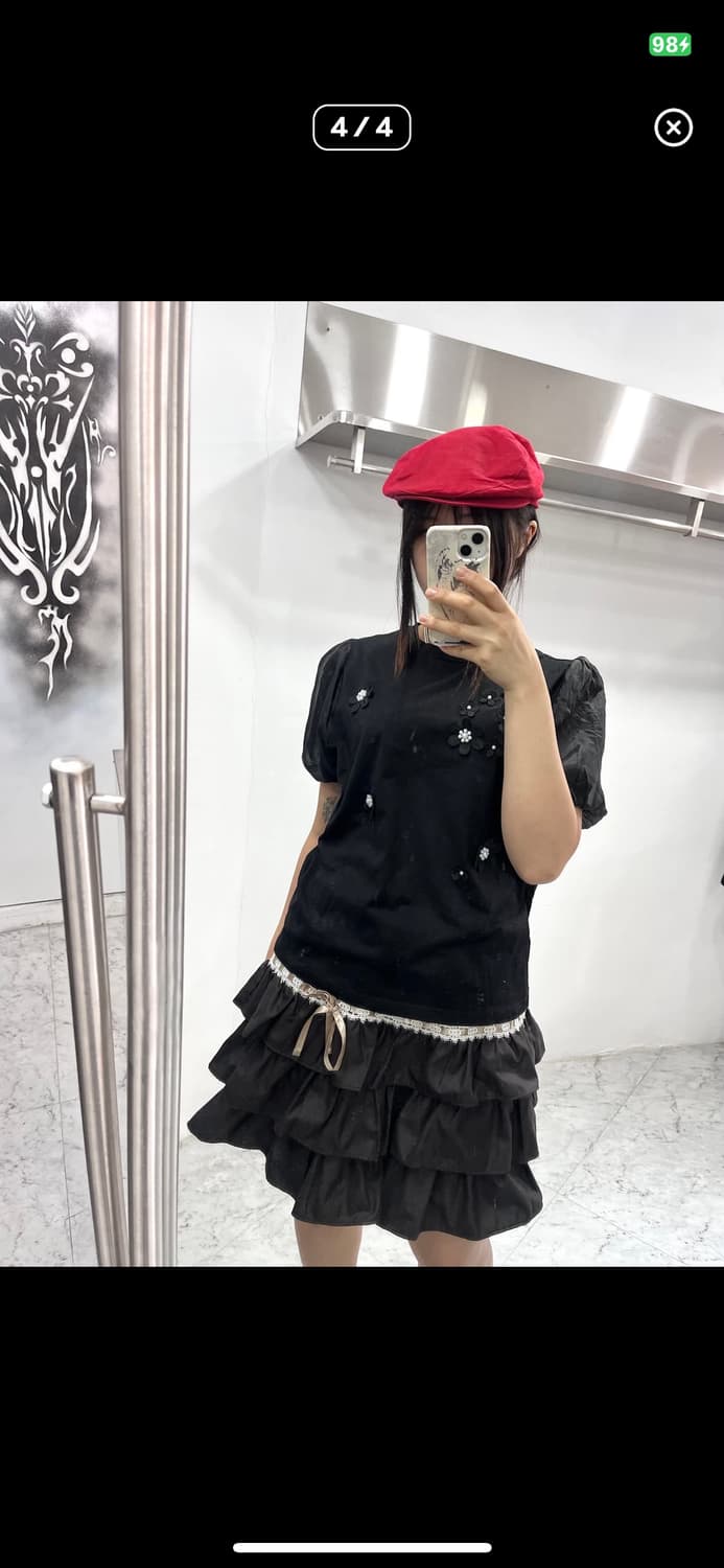 platinumtreasure 블랙 플라워 티셔츠 상품이미지4