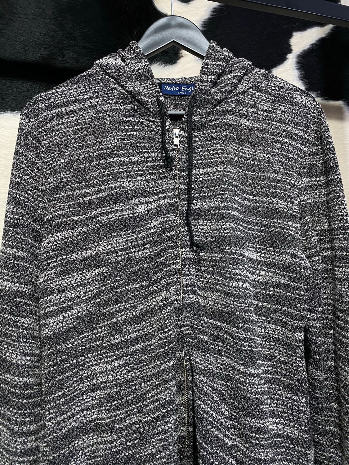 Retro engine 그레인 니트 후드집업 상품이미지3