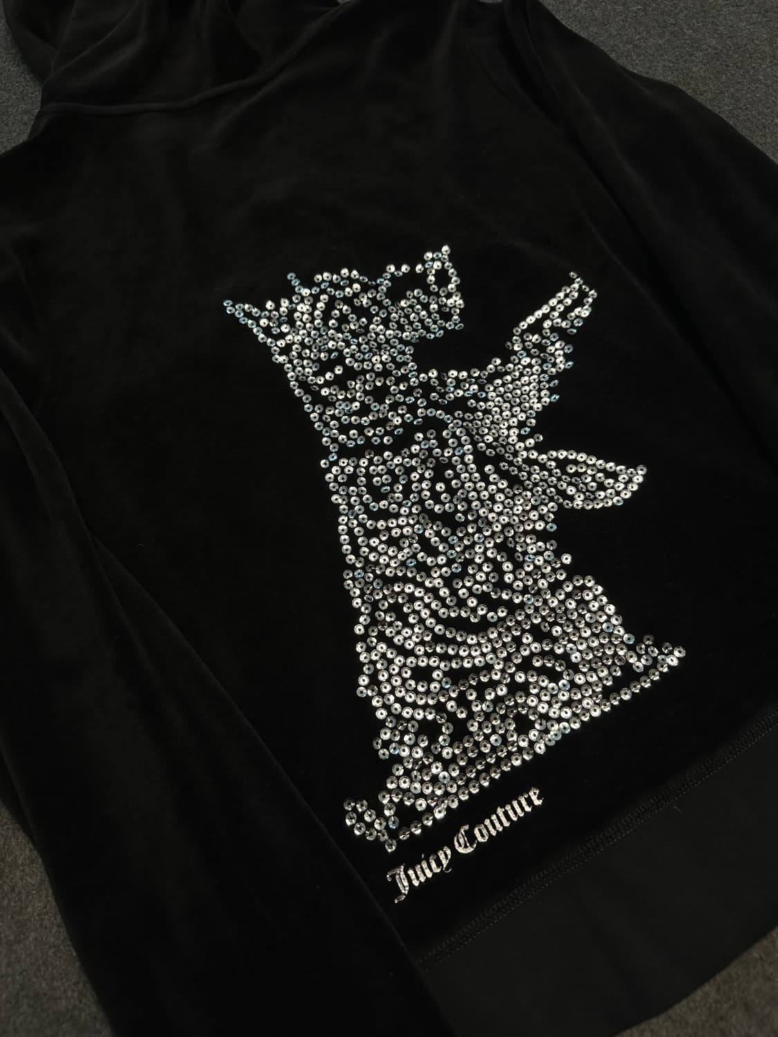 쥬시꾸뛰르 퍼피 블랙 벨벳 후드집업 y2k 갸루 괴짜 펑크 러힙 상품이미지5