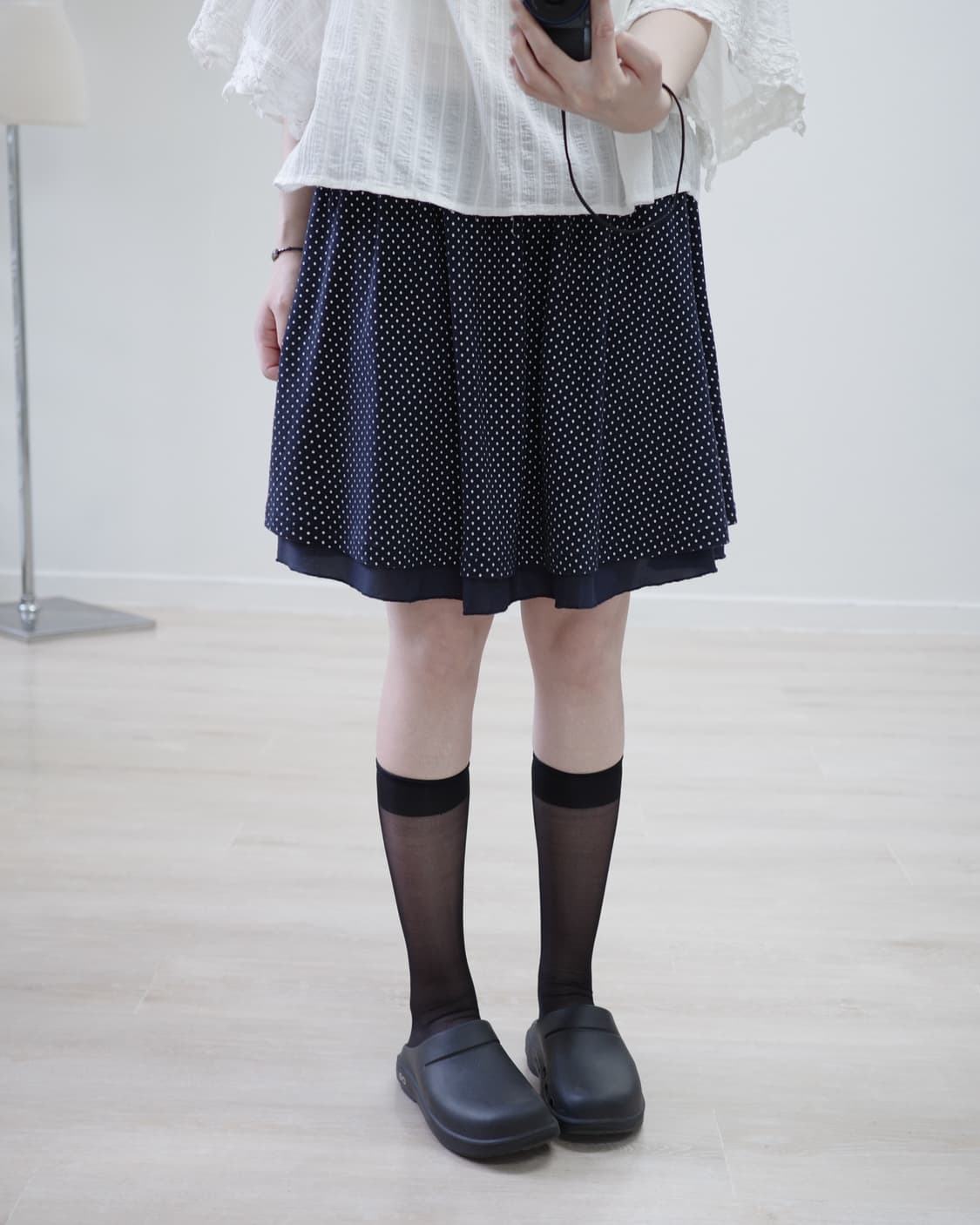 Cute navy banding dot skirt 상품이미지3