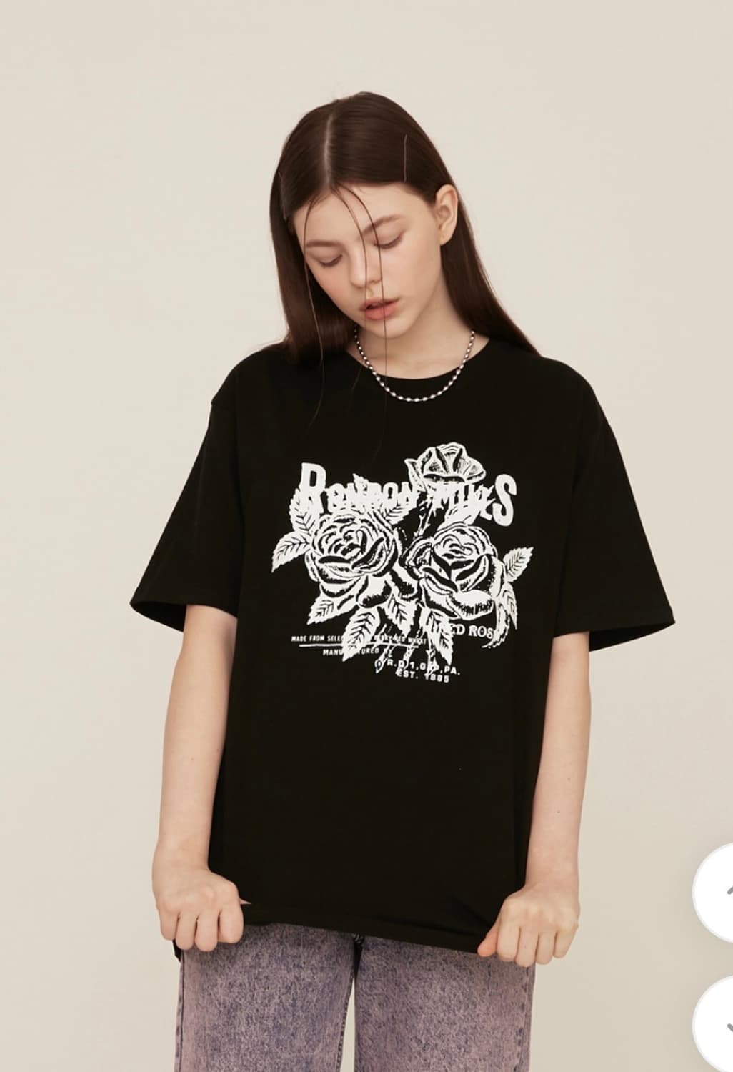 RONRON 론론 로즈 반팔티셔츠 블랙🖤 상품이미지2