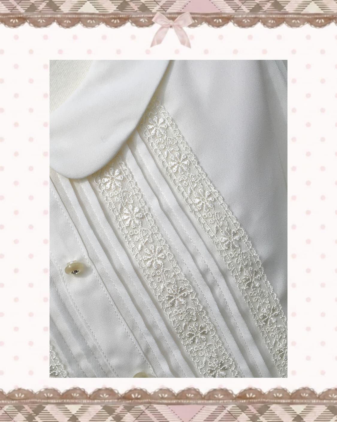 로디스포토 화이트 레이스 카운드카라 블라우스 상품이미지3