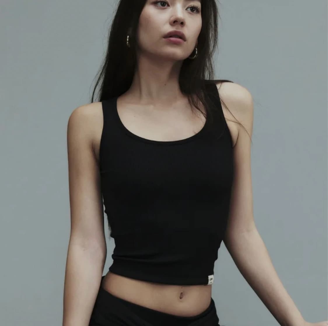 (M) 글로니 클래식 립 탱크탑 슬리브 블랙 상품이미지1