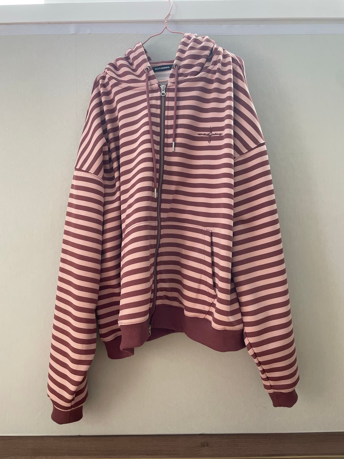 낫포너드 pink Stripe Hood Zip Up (XL) 상품이미지1