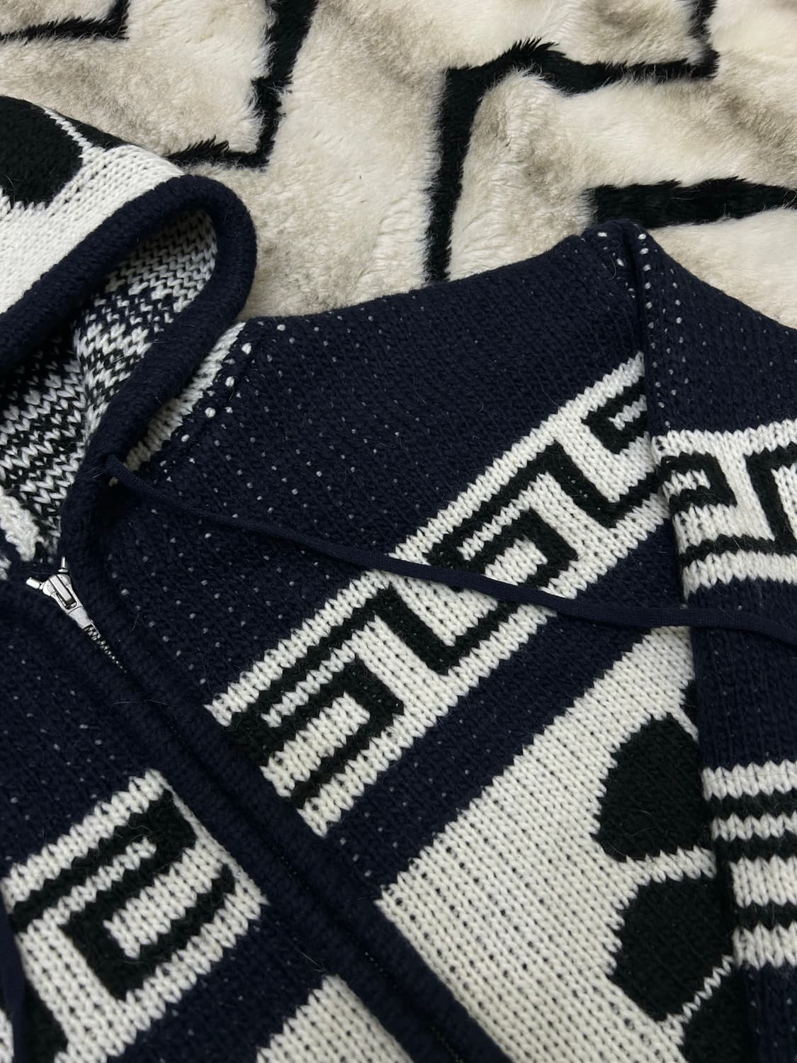 [L]파르티멘토 울 니트 코위찬 후드자켓/네이비 상품이미지1