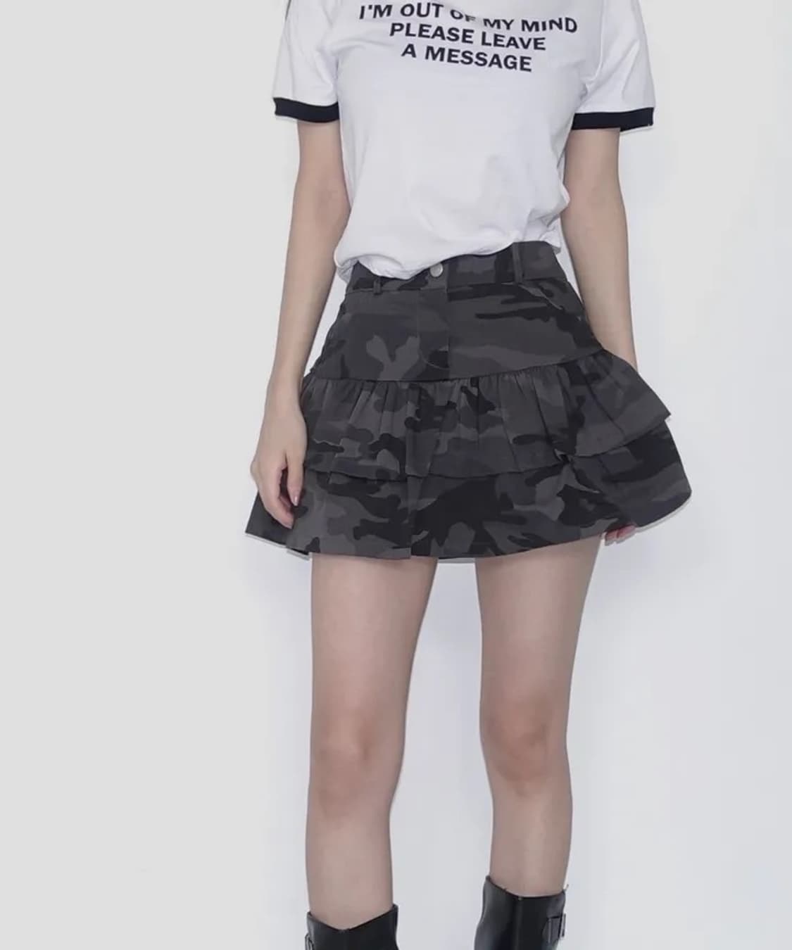 J:zet 제이젯 Camo Ruffled Mini sk 카고러플미니스커트 상품이미지3