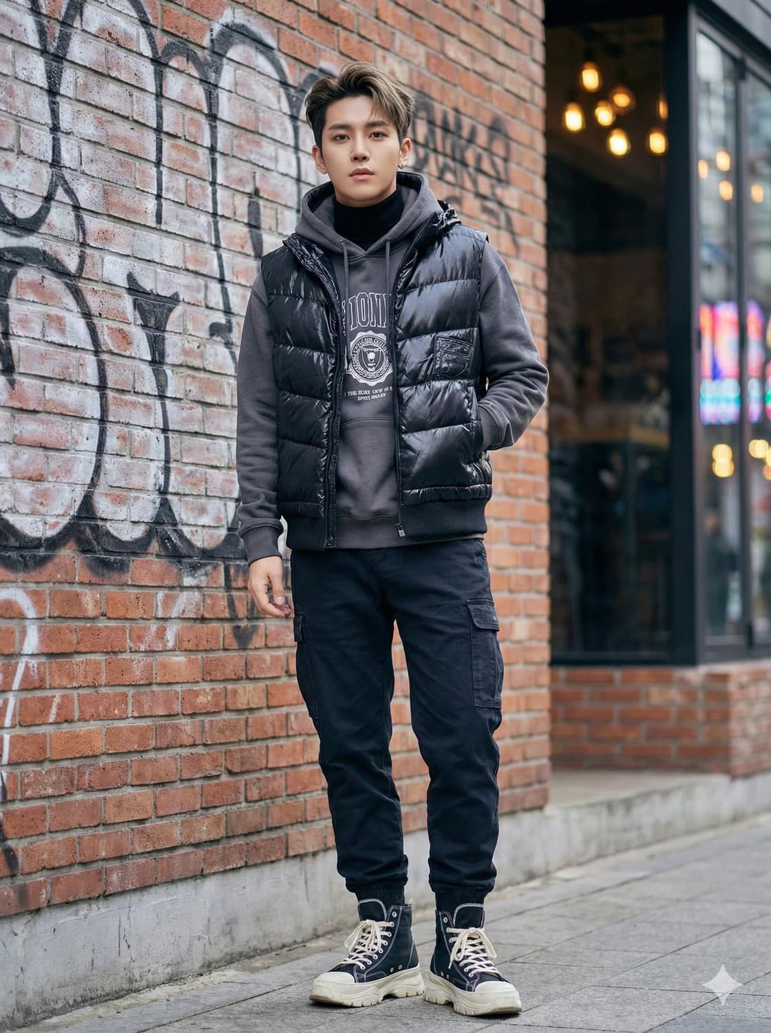 휠라(FILA) 글로시 덕다운 후드 패딩 조끼 상품이미지1