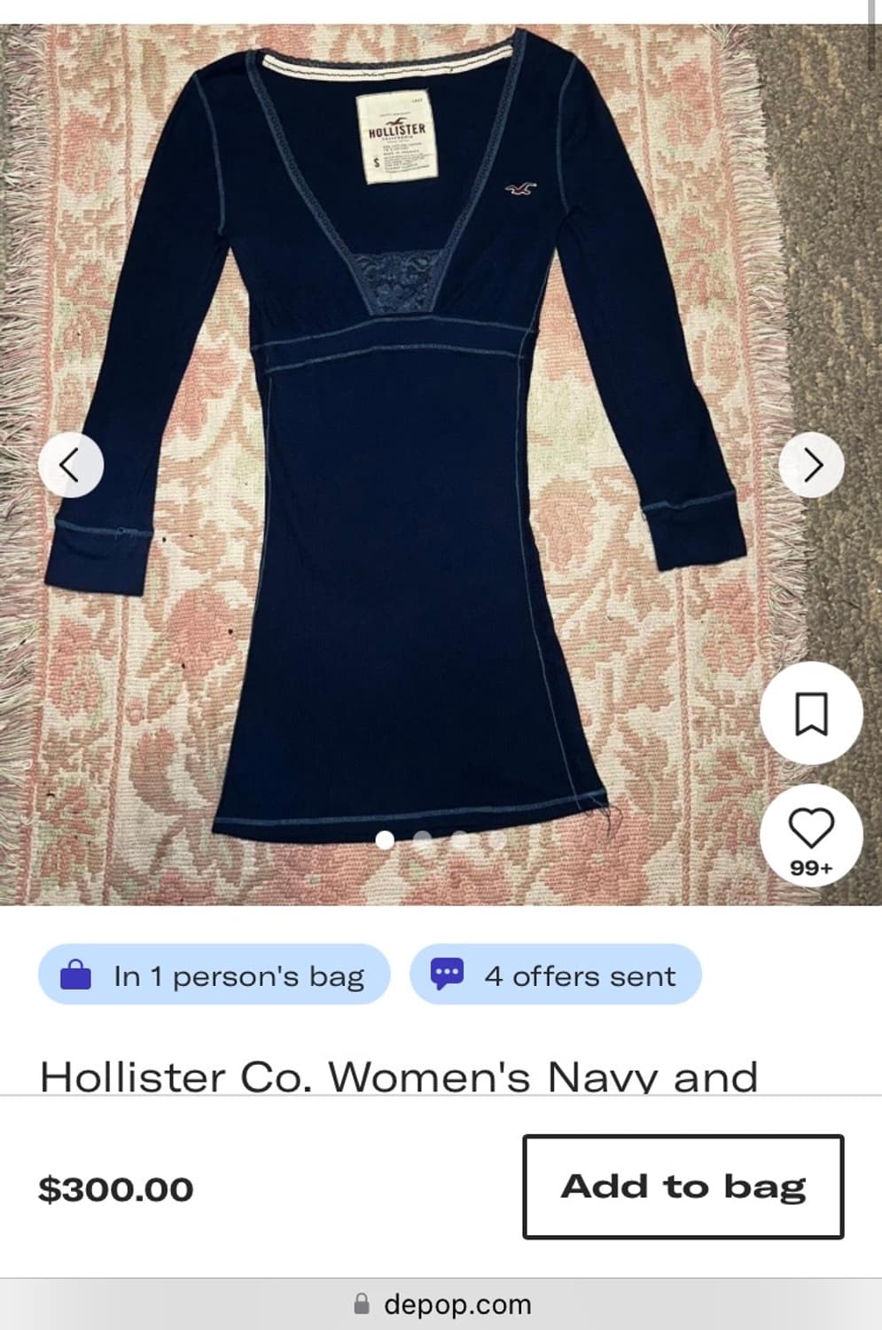유일매물 Hollister 홀리스터 y2k 빈티지 레이스 딱붙 티셔츠 상품이미지4