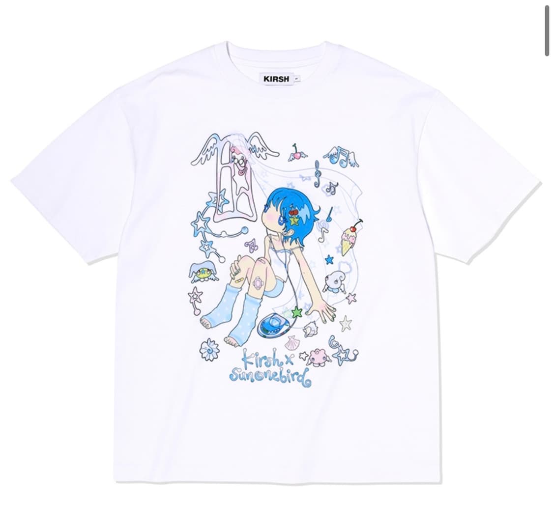 키르시 X 썬원버드 메인 그래픽 빅 오버 사이즈 티셔츠 화이트 상품이미지1