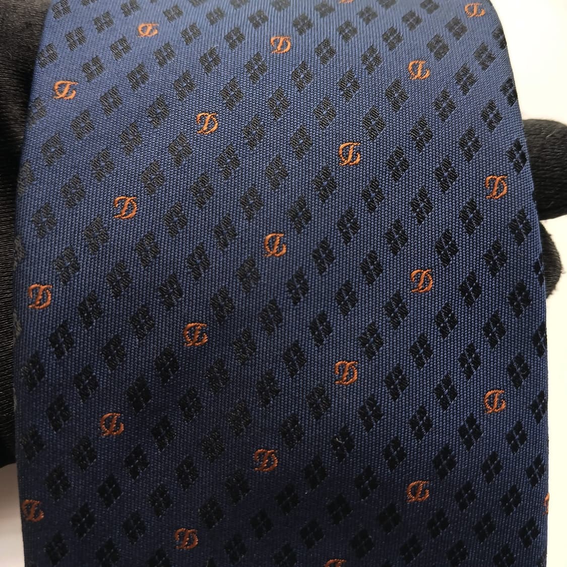 듀퐁 실크 네이비 로고 패턴 슬림 넥타이 7.8cm A+등급 A18663 상품이미지7