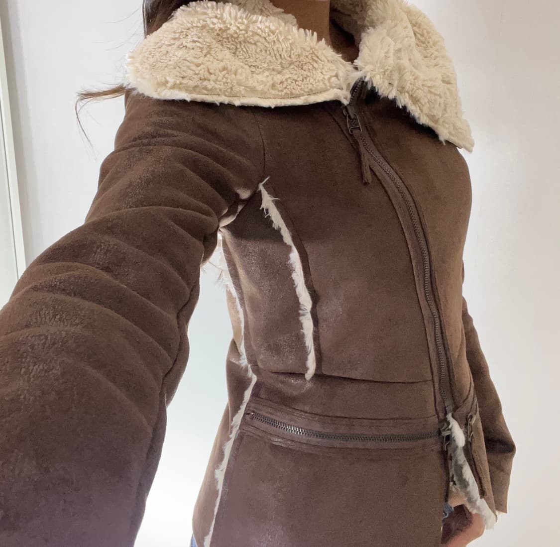 브라운 무스탕 자켓 상품이미지5