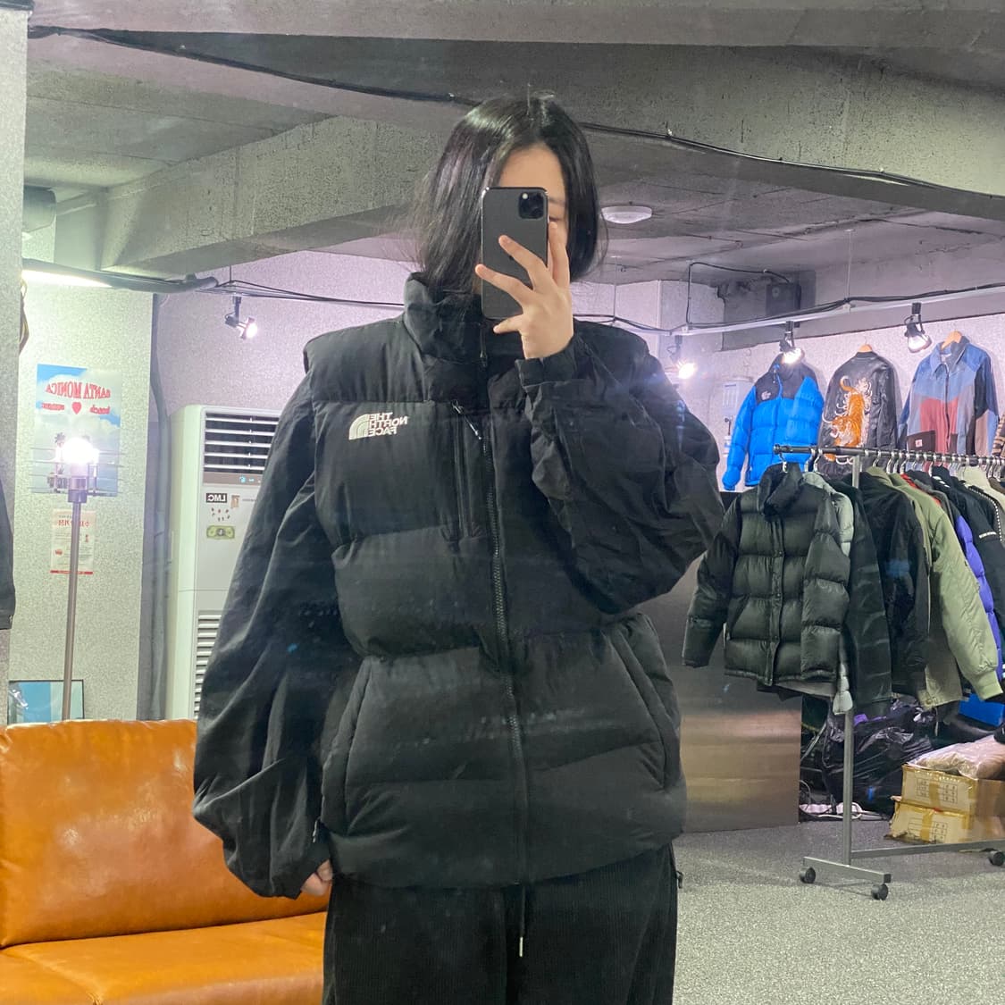 노스페이스 스몰로고 구스다운 블랙 패딩 조끼 B3898 상품이미지1