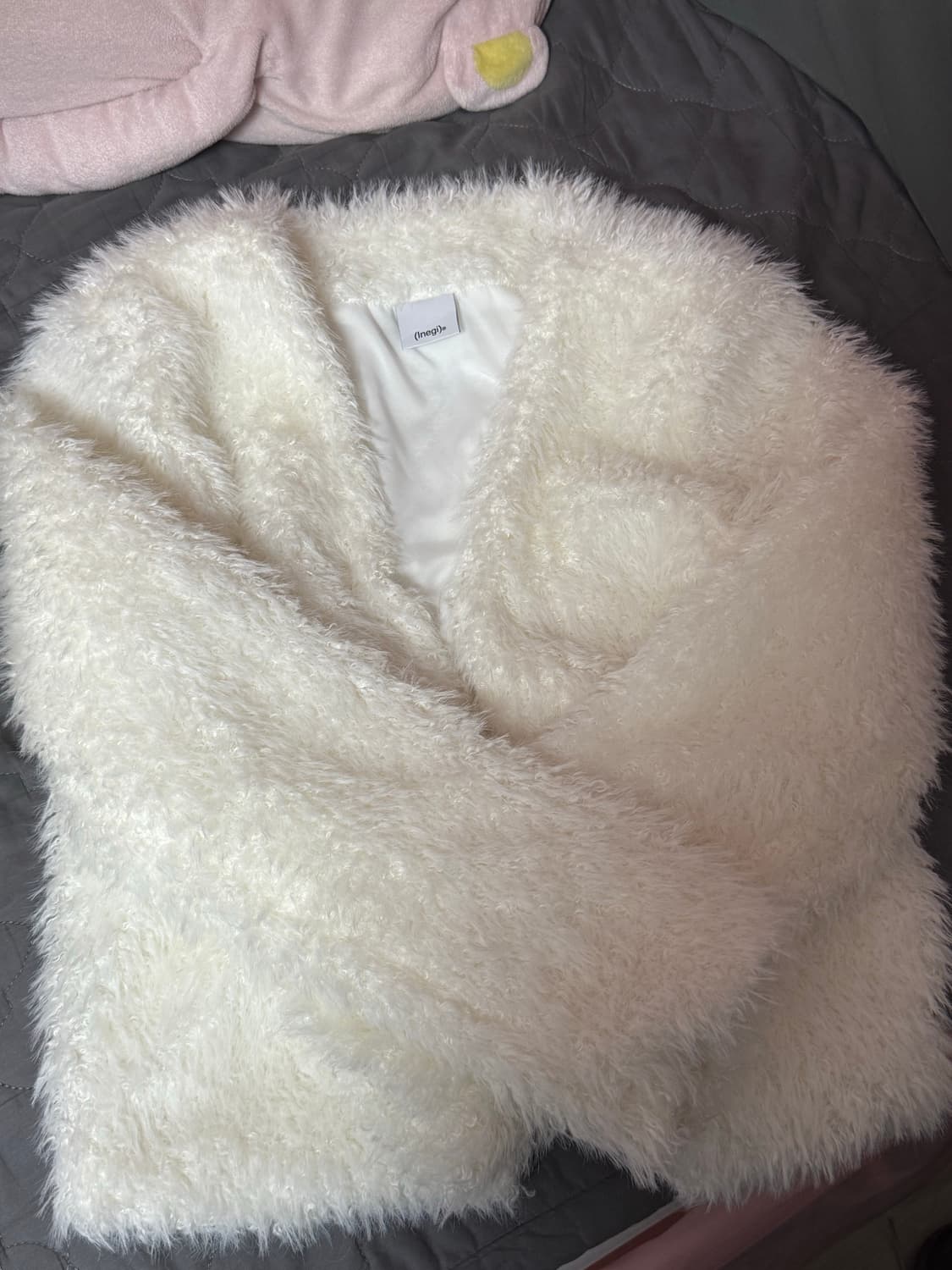 이네기 페더 퍼 가디건 화이트 상품이미지2