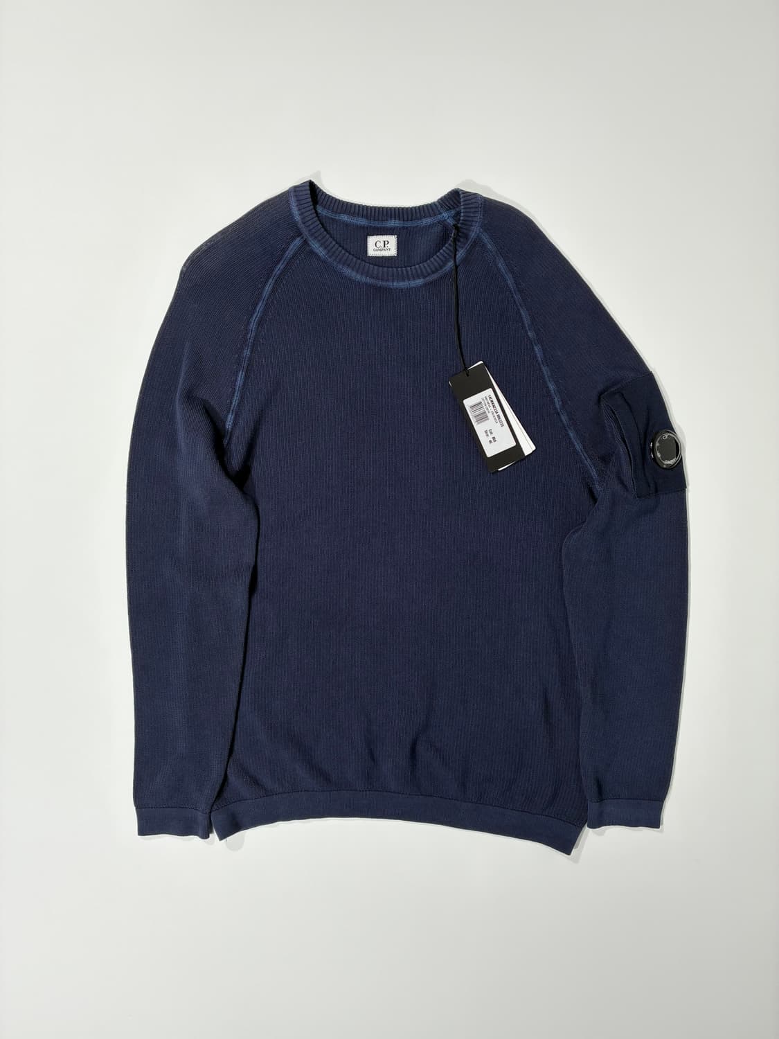 CP컴퍼니 크루넥 니트 코튼 크레이프 블루 46사이즈 상품이미지1