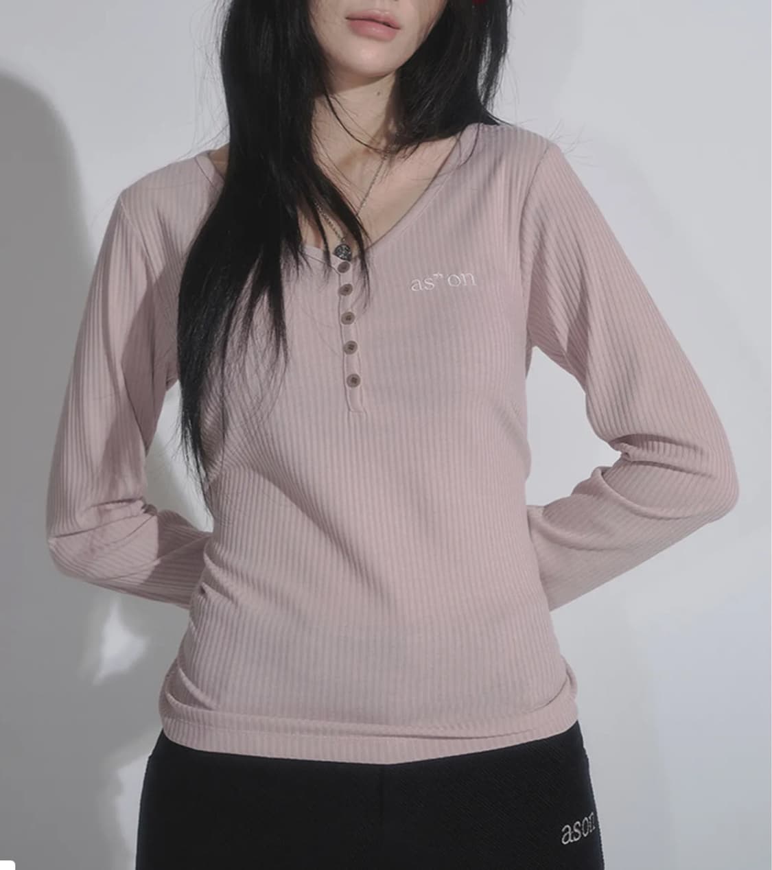 애즈온 버튼티 핑크 상품이미지1