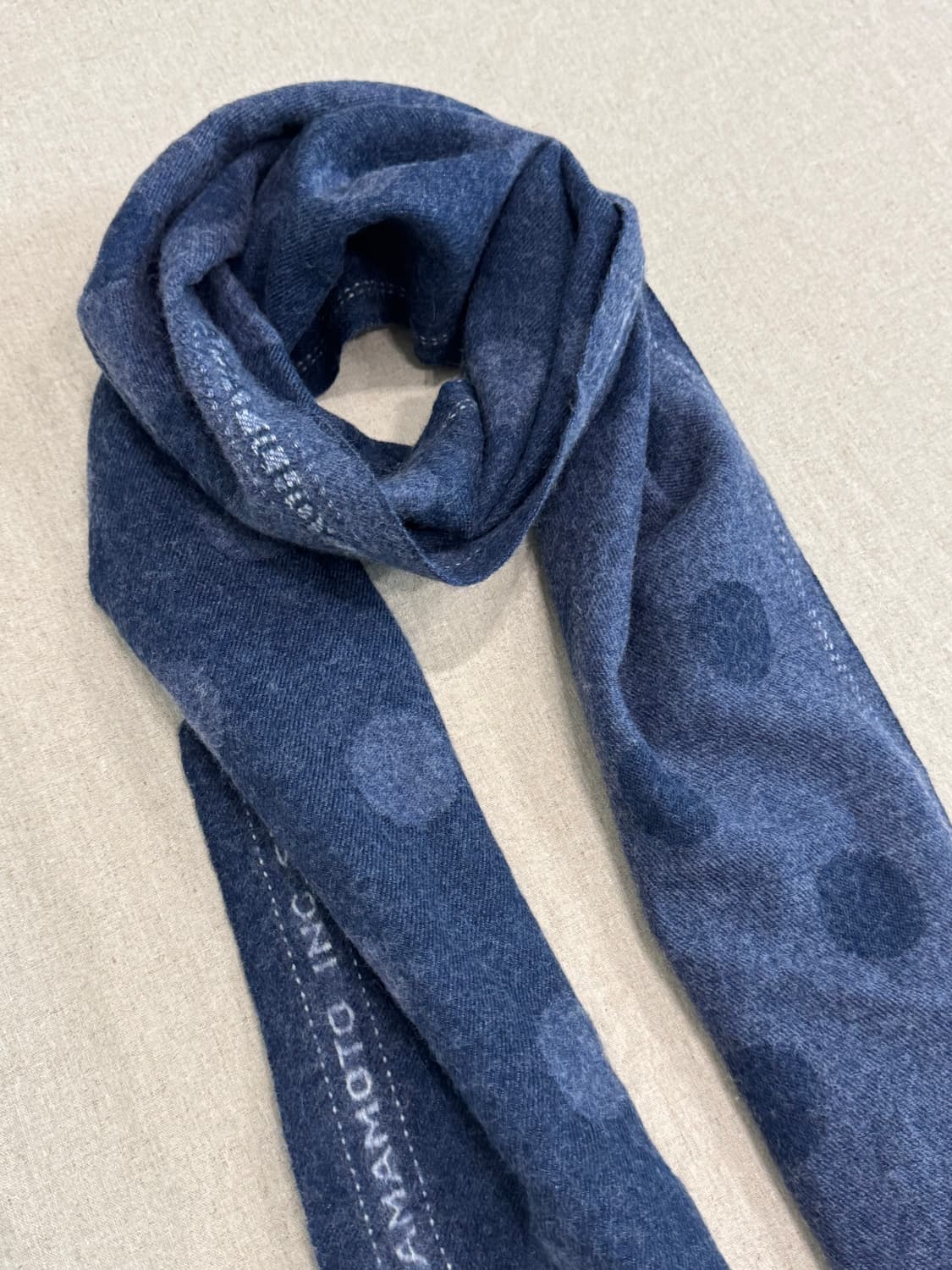 요지야마모토 네이비 도트 울 머플러 상품이미지3