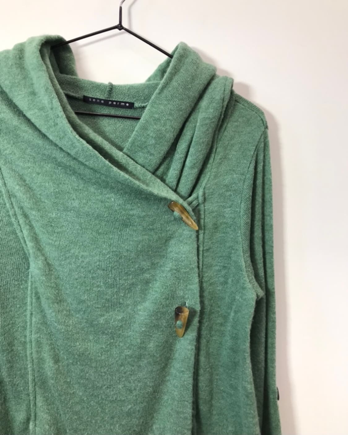 Green Asymmetric Toggle Hooded Cardigan 상품이미지3