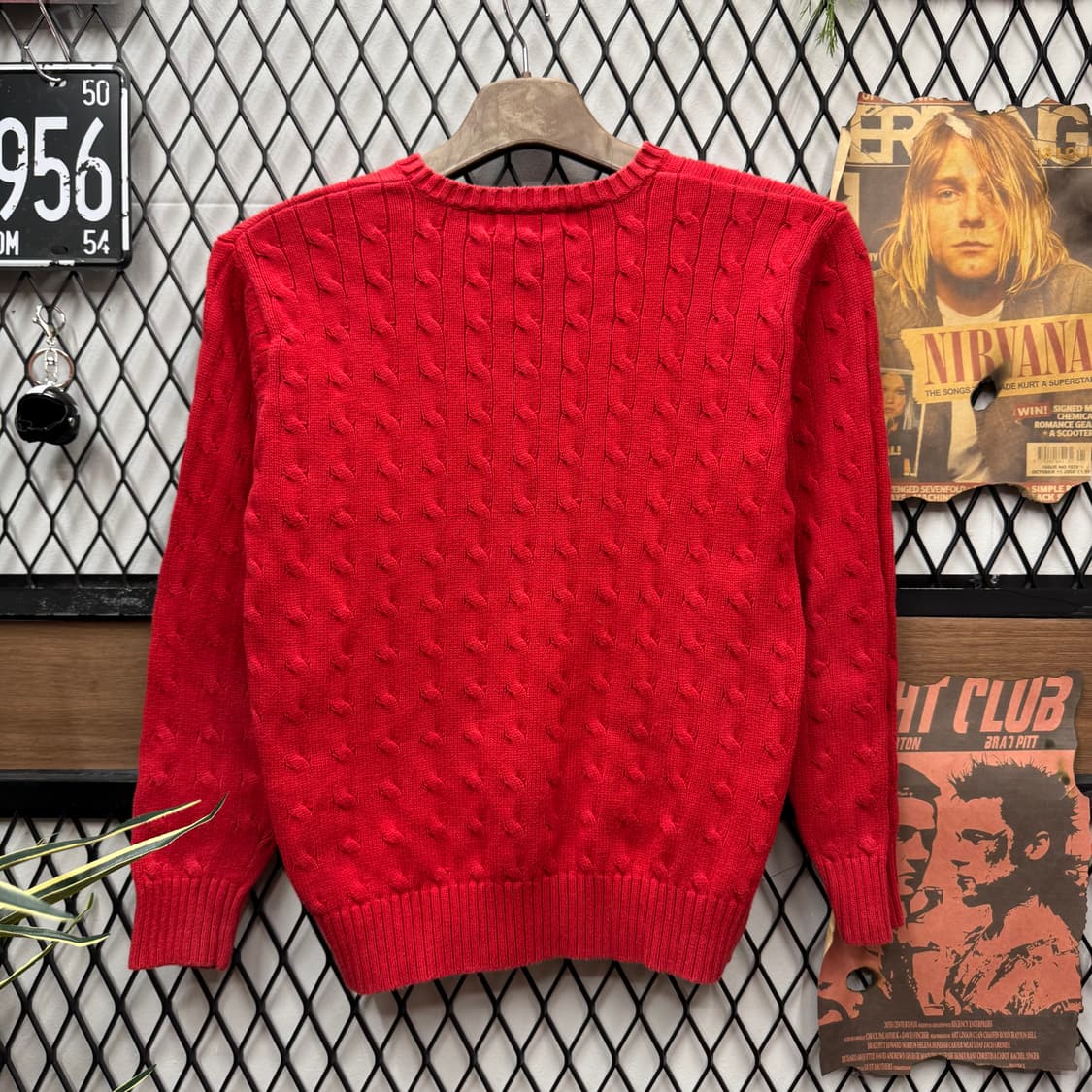 폴로 랄프로렌 케이블 니트 네이비 포니 로고 포인트 레드 상품이미지2