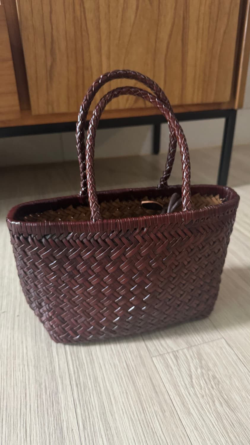 브라운 가죽 위빙 토트백 상품이미지1