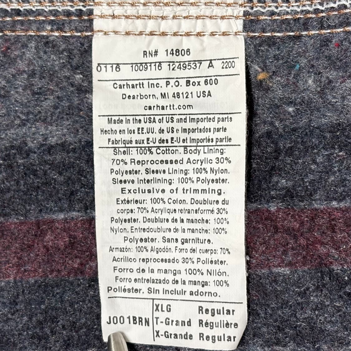 미제 칼하트 brn 브라운 j001 디트로이트 워크 자켓 xl 상품이미지5