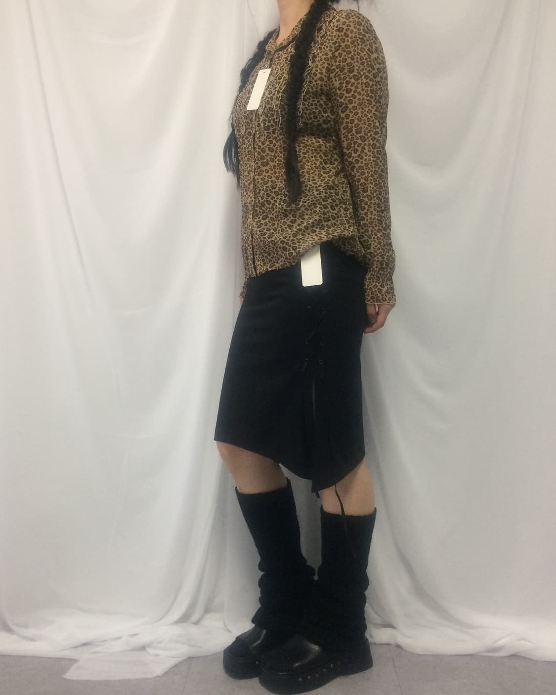 Side lace up point midi skirt 상품이미지6
