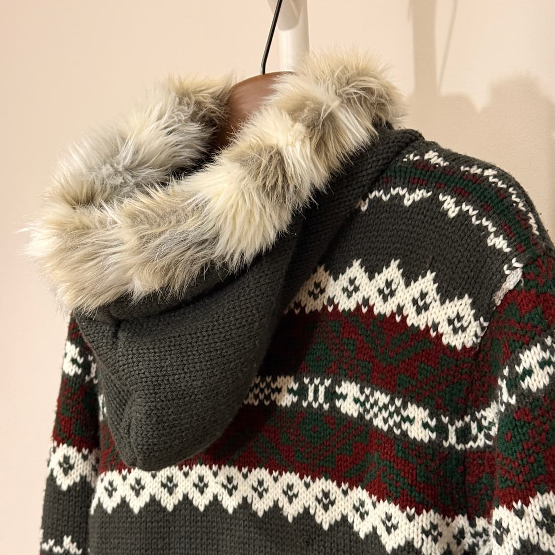 모리걸 카키 노르딕 후드 퍼 집업 상품이미지7