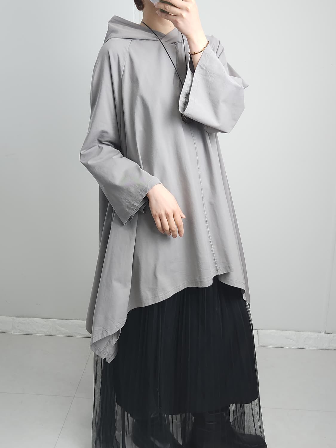 (BITTOKO)언발 후드 롱 탑 상품이미지5