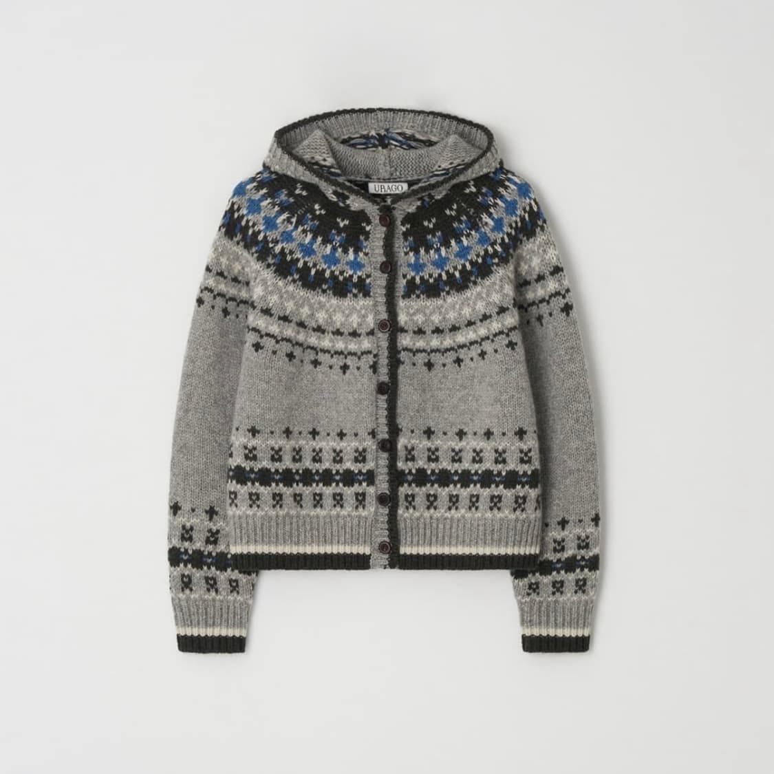 유라고 노르딕 자카드 후디 가디건 그레이 상품이미지1