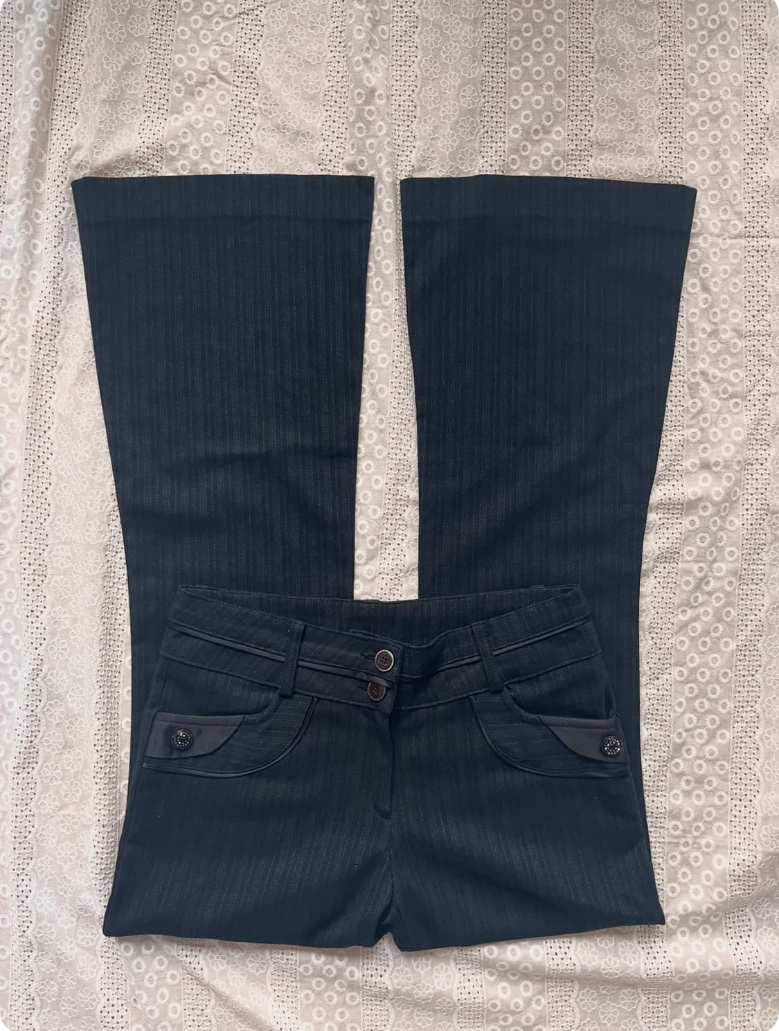 Black striped bootcut slacks  상품이미지1