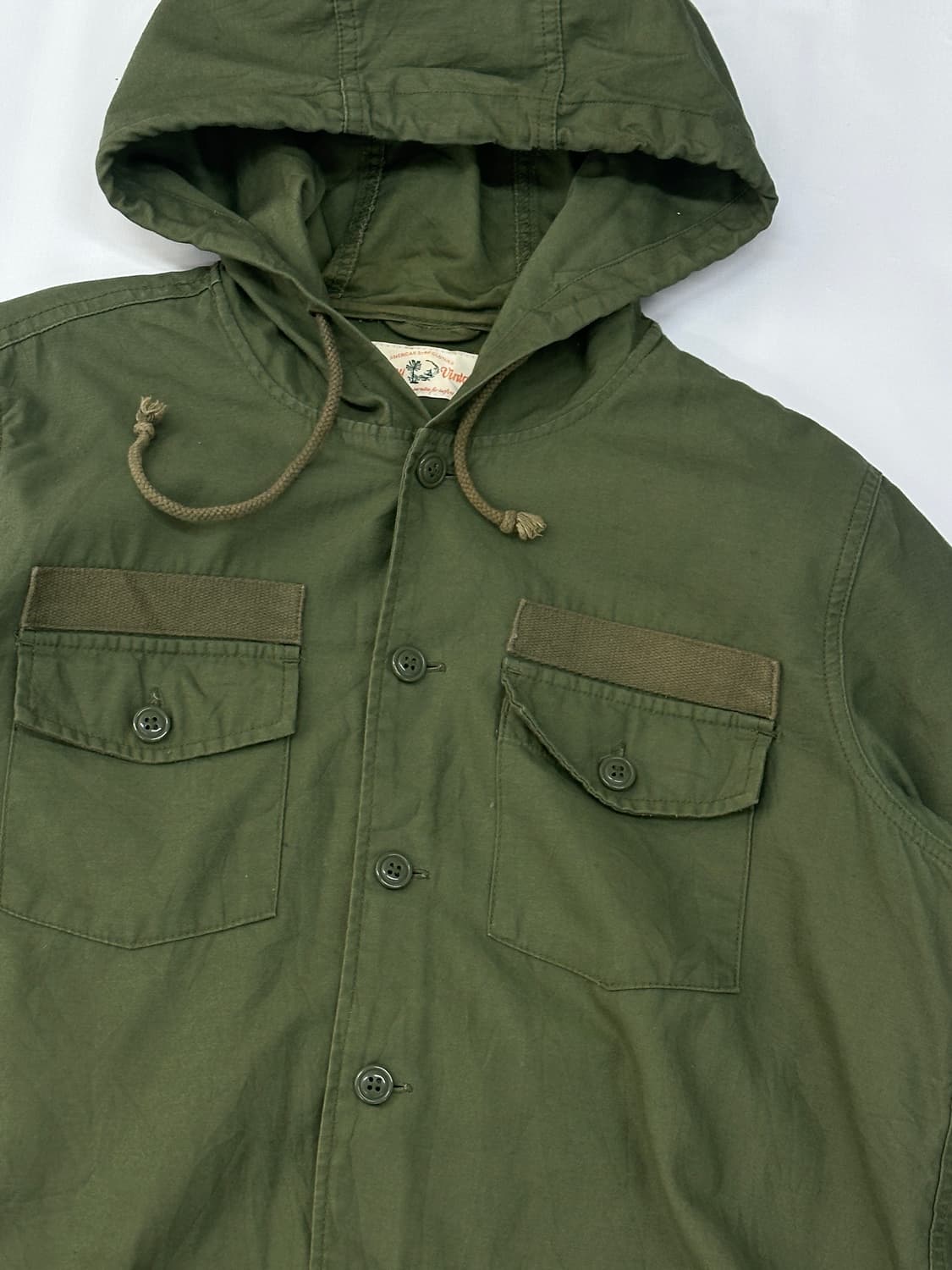 올리브 카키 아메카지 후드 셔츠 그런지 에스닉 보헤미안 밀리터리 펑크 상품이미지5