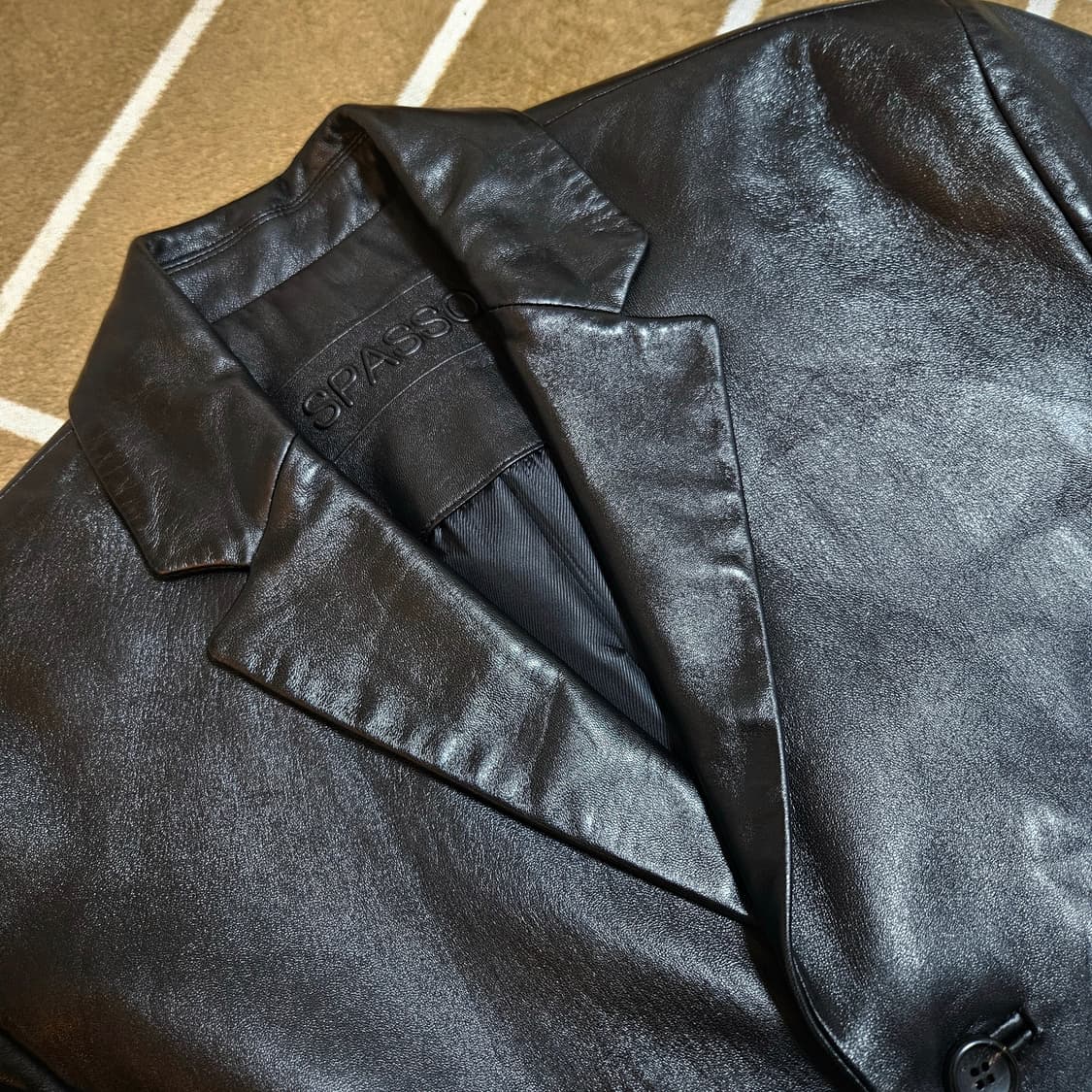 SPASSO 00's 빈티지 양가죽 3버튼 블레이져 자켓 상품이미지3