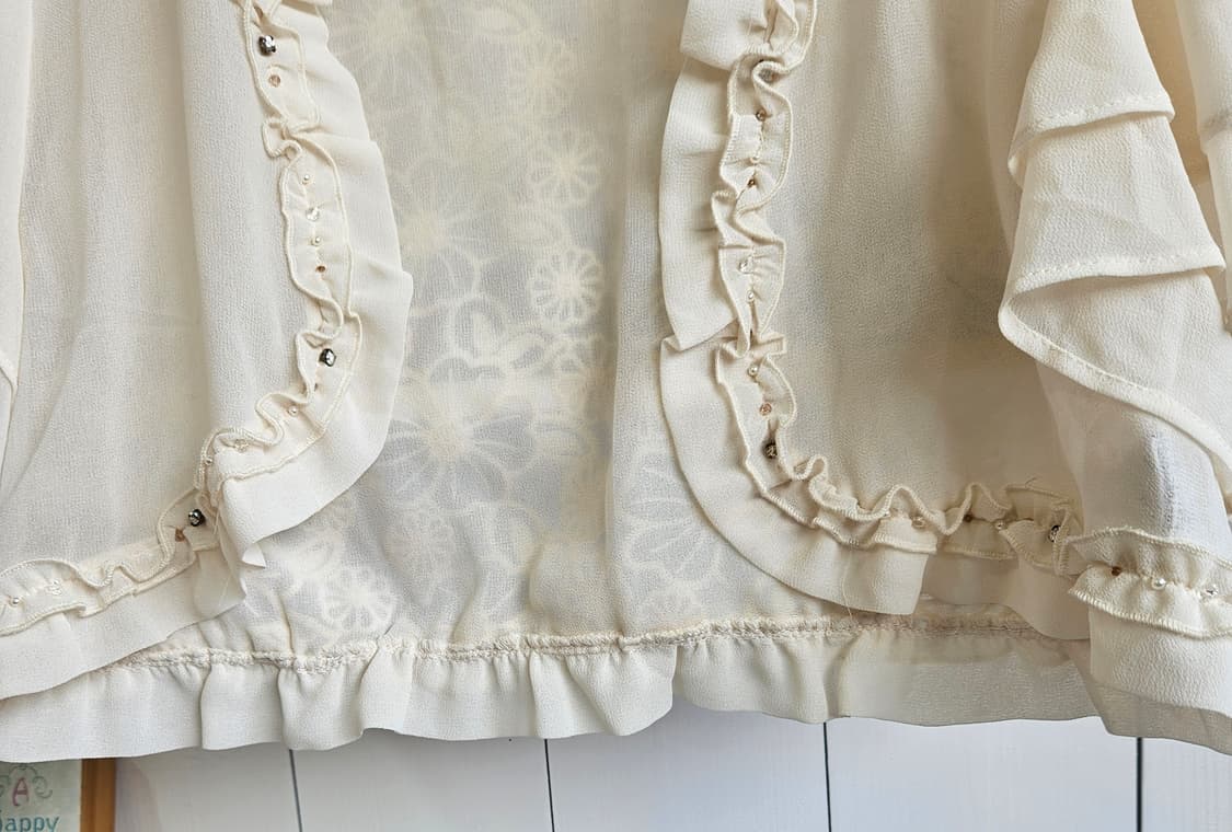 0327 아이보리 프릴 비즈 쉬폰 숏 볼레로 상품이미지4