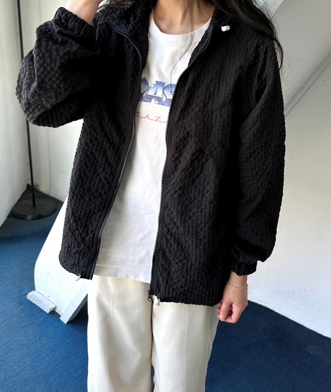 Design volume fabric zip easy parka 상품이미지8