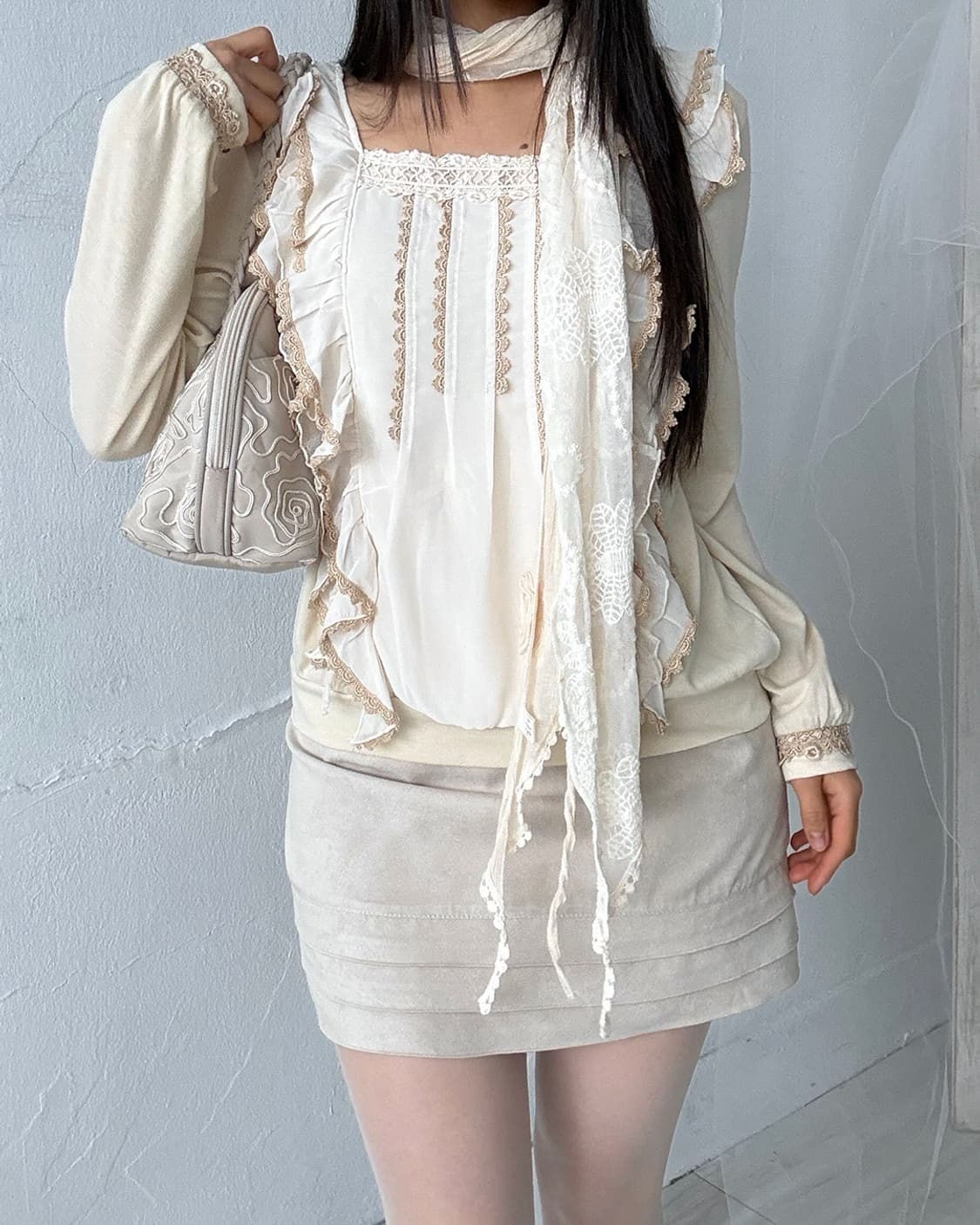 Axes Femme Romantic Lace Ruffle Blouse  상품이미지6