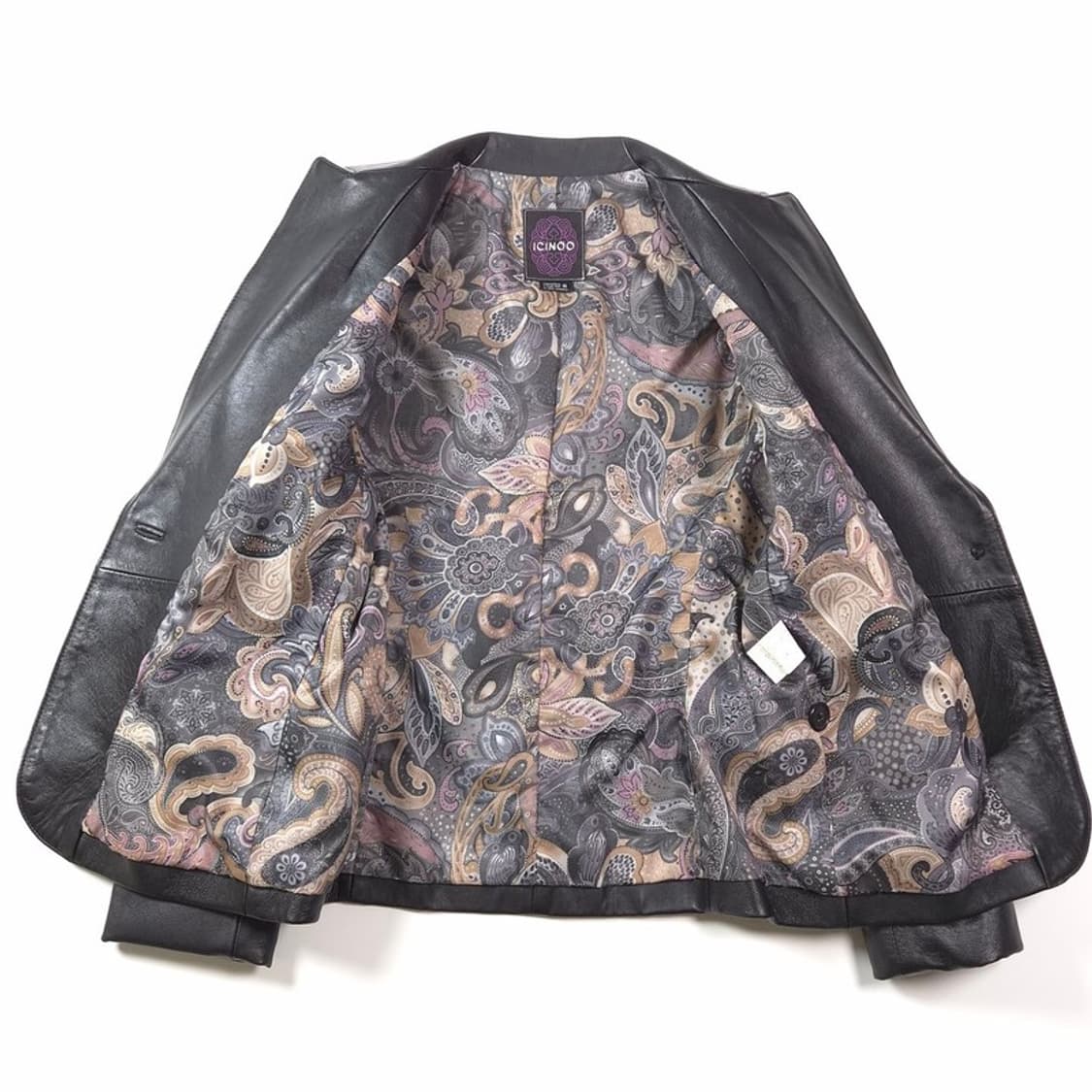 ICINOO 빈티지 페이즐리 안감 리얼 램스킨 블레이저 66 상품이미지5