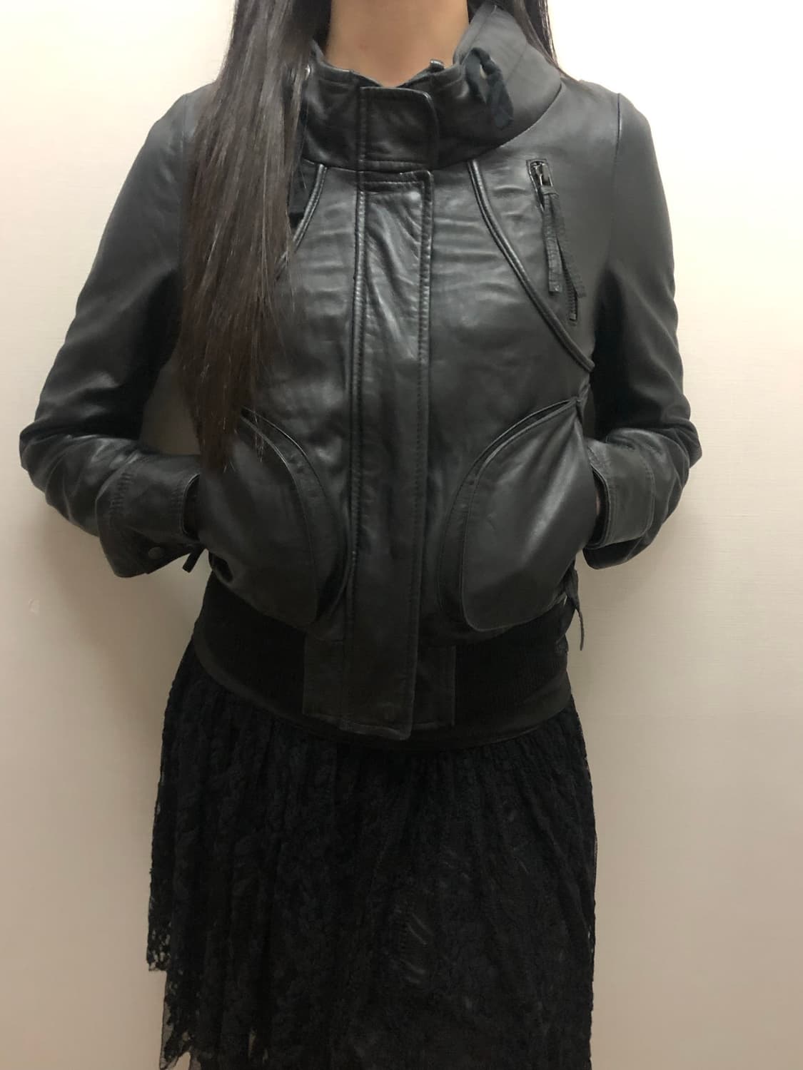 빈티지 블랙 펑크 양가죽 자켓 상품이미지1