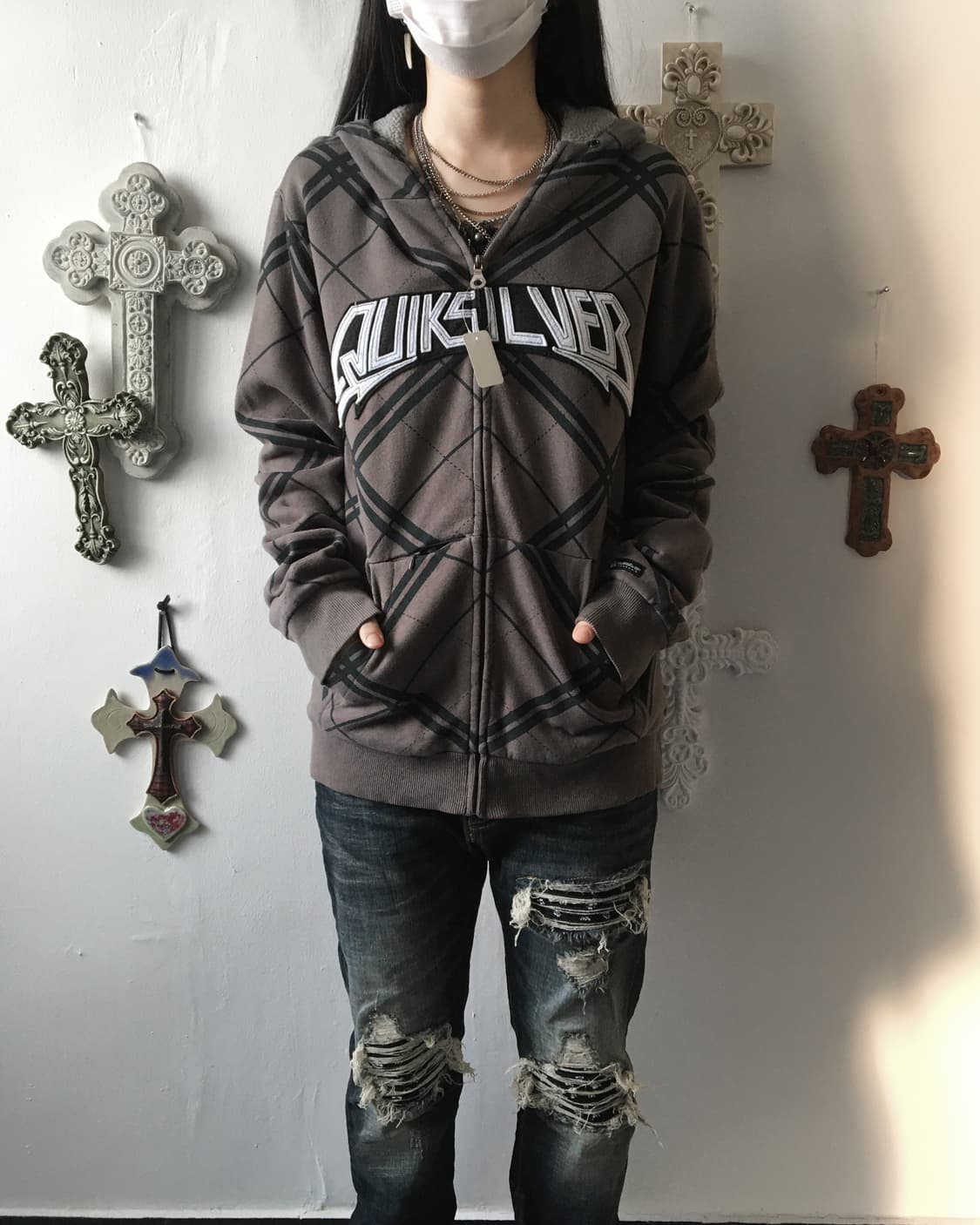 Check pattern hood zip up 상품이미지1