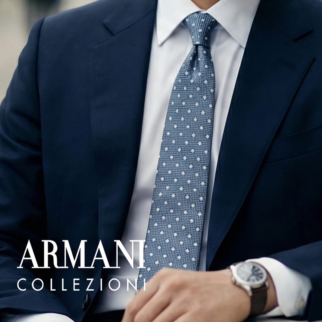 아르마니 꼴레지오니 실크 블루 도트 넥타이 7.6cm A+등급 K1689 상품이미지1