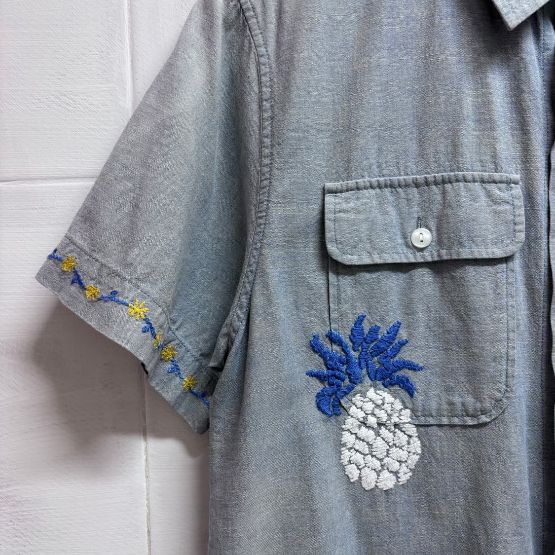 RAGEBLUE 샴브레이 보디st 자수 셔츠 남방 JPN 상품이미지3